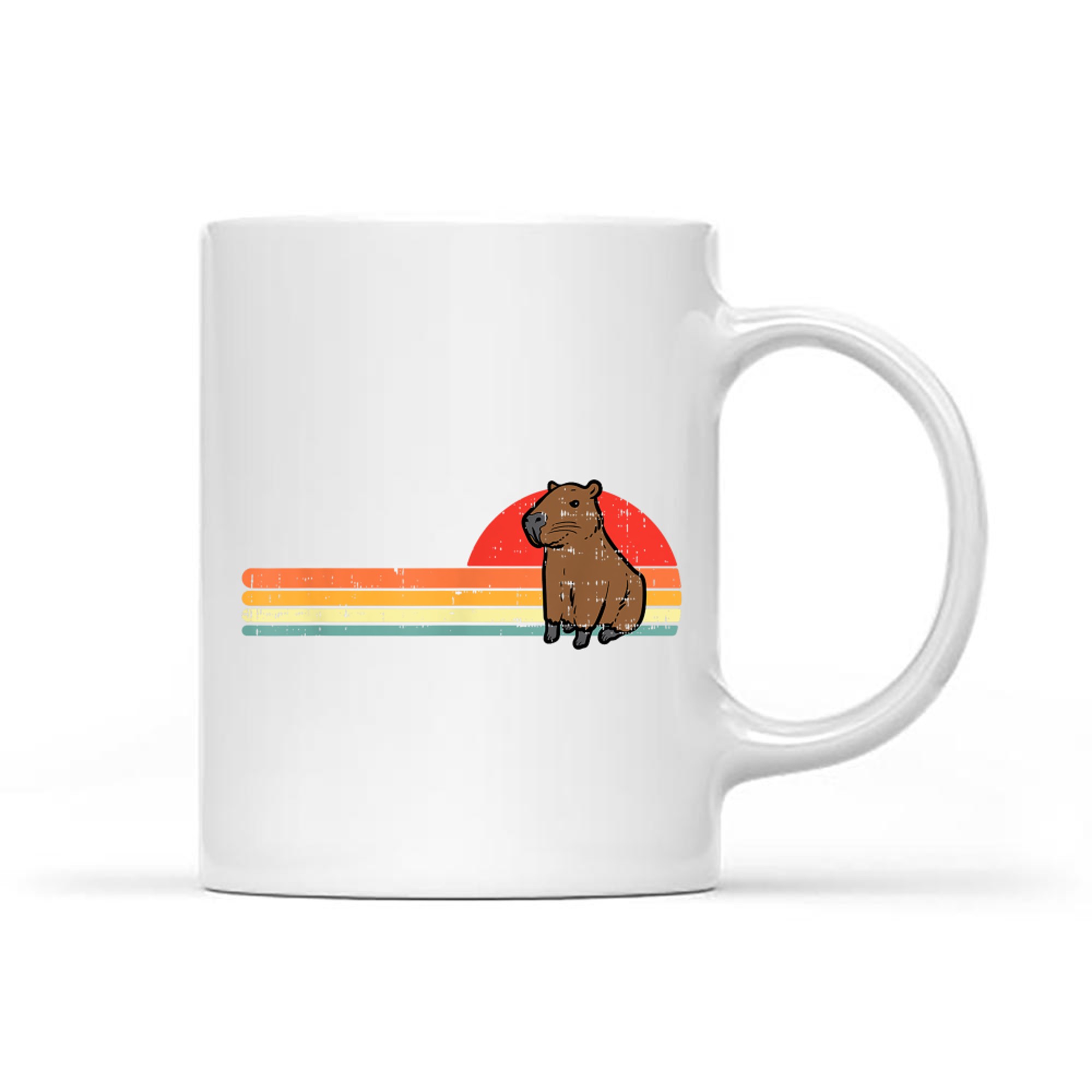 Capybara Chest Sunset Retro Capy Rodent Mug