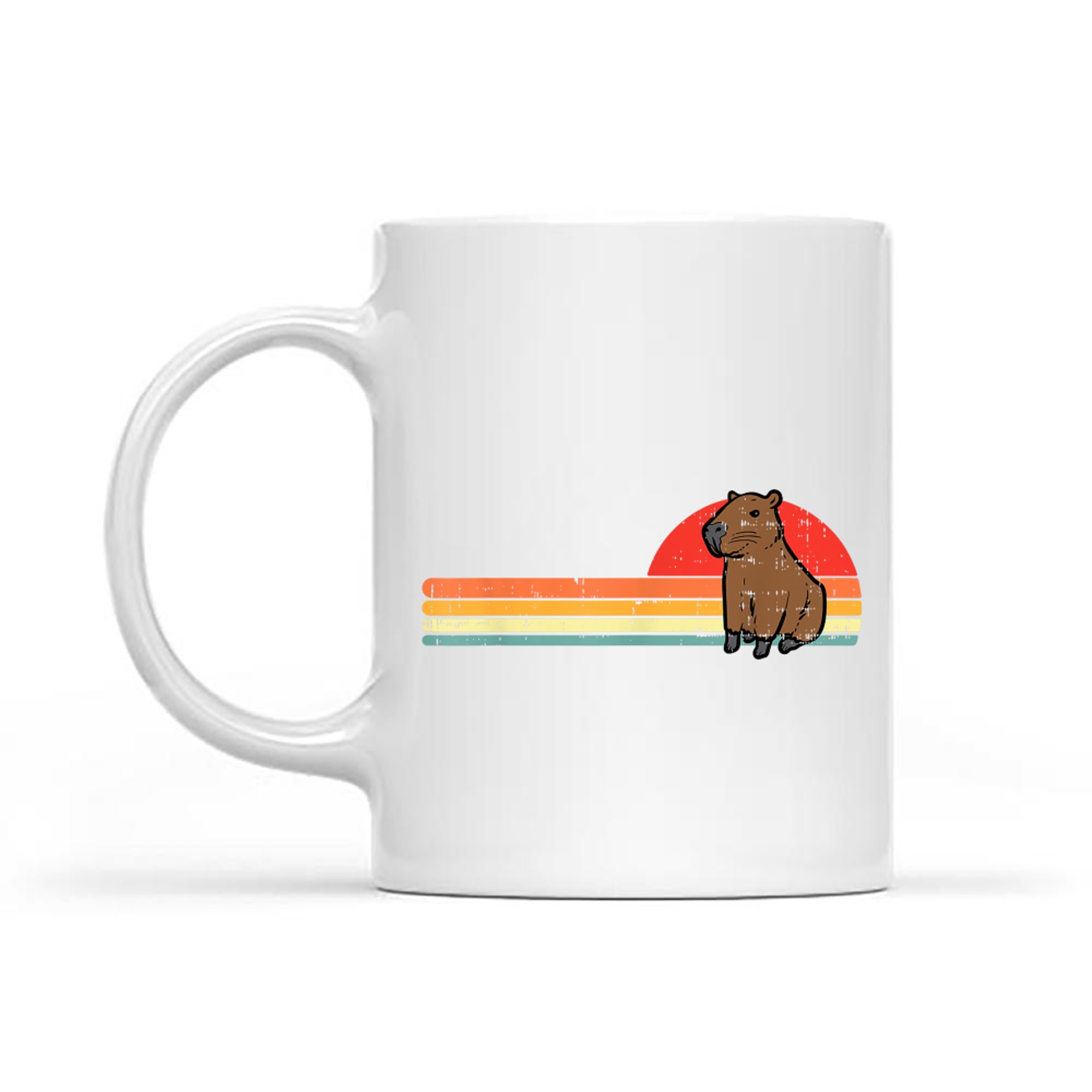 Capybara Chest Sunset Retro Capy Rodent Mug