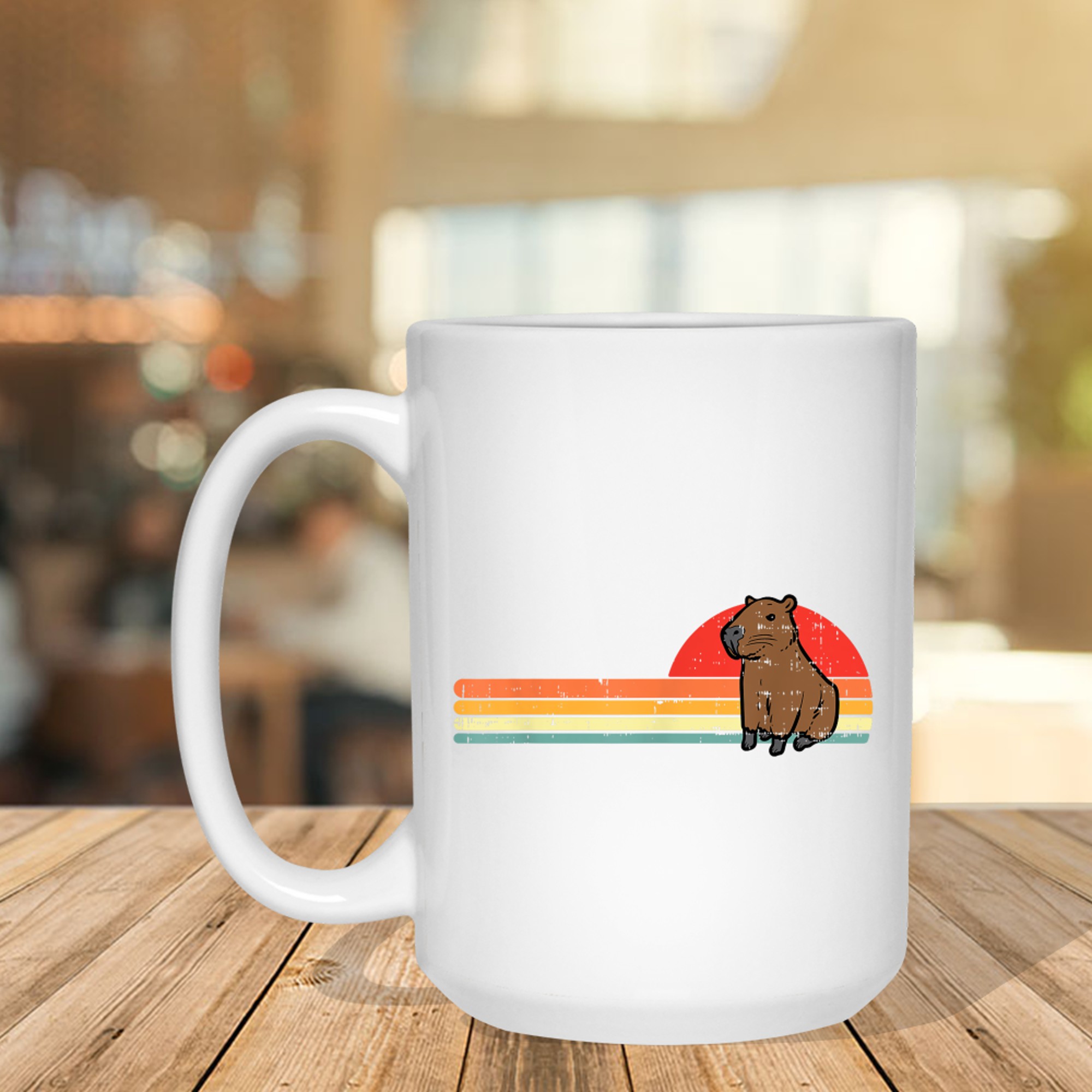 Capybara Chest Sunset Retro Capy Rodent Mug