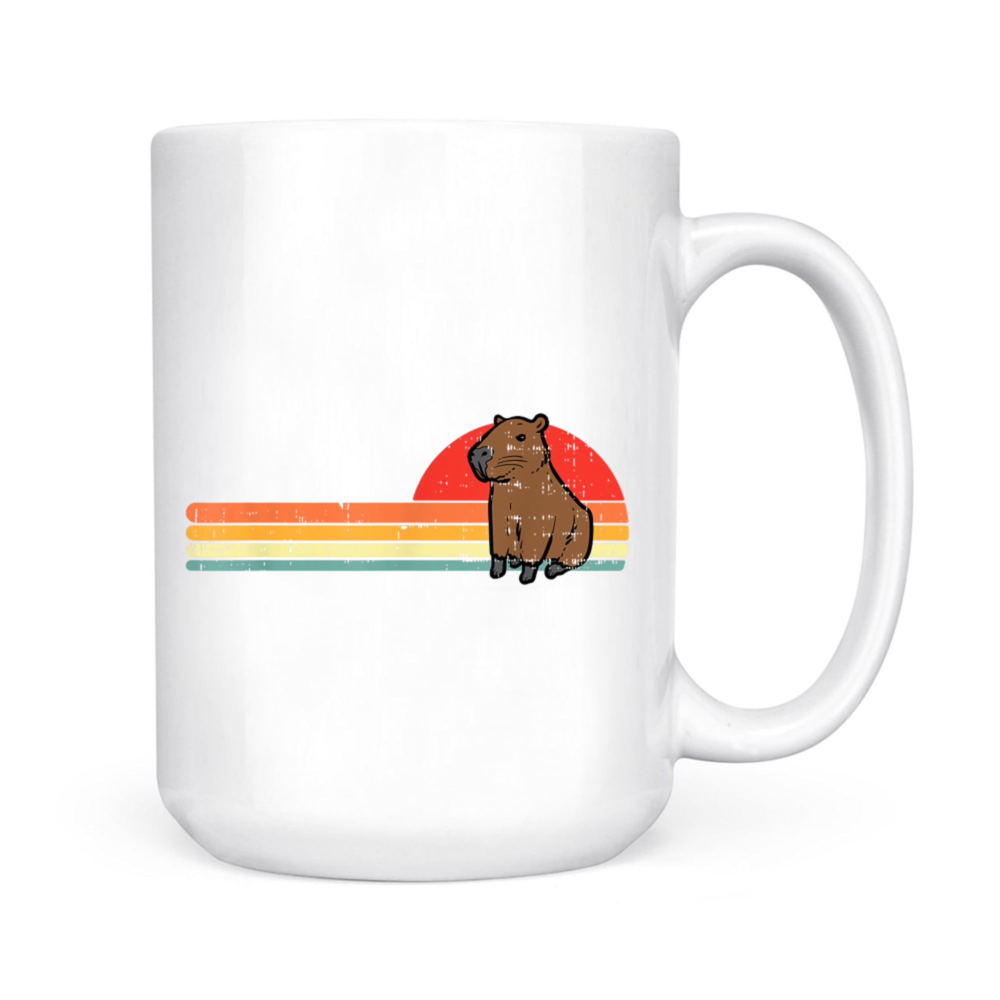 Capybara Chest Sunset Retro Capy Rodent Mug