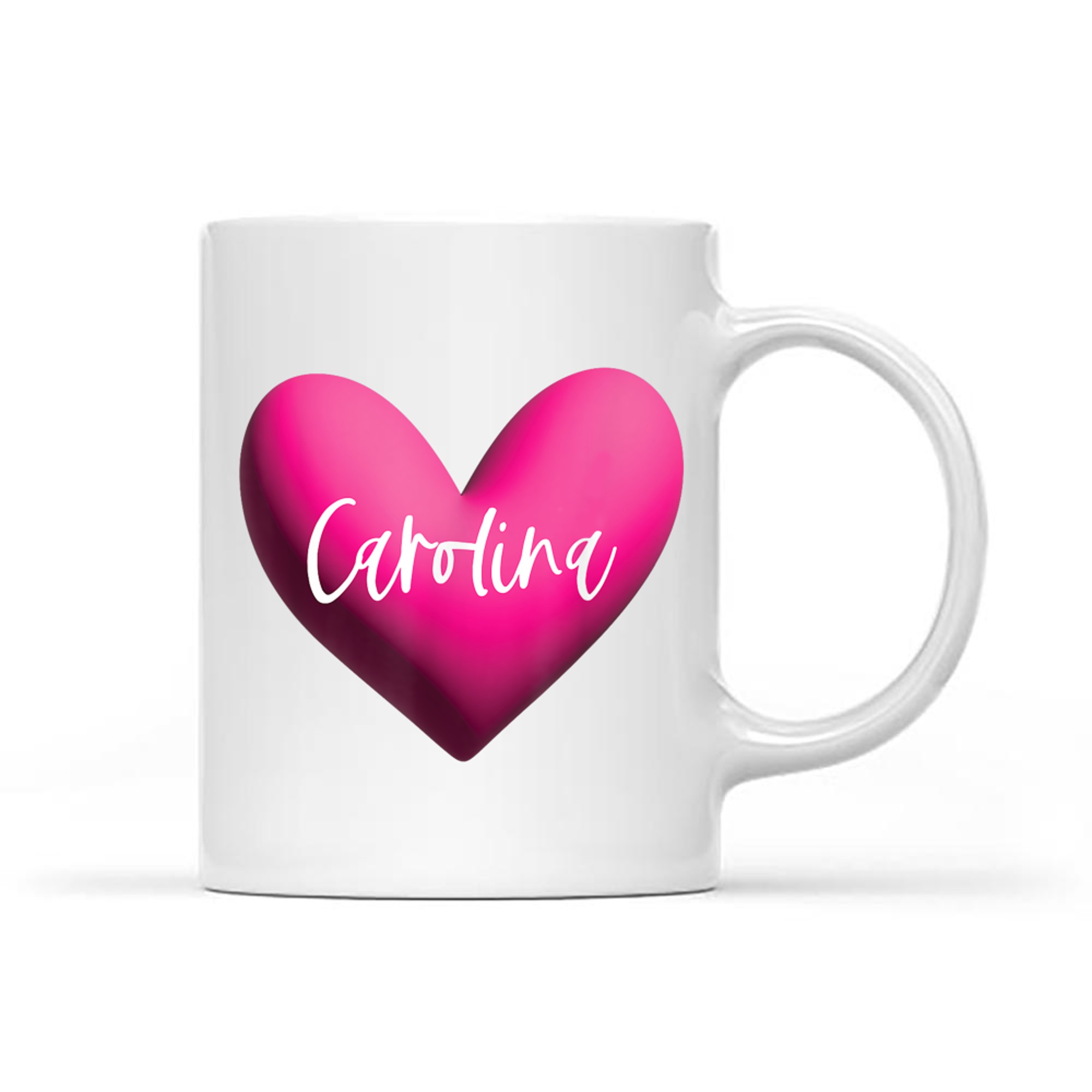 Carolina Pink Heart Personalized Name Gift for Women Girls Romantic Love Aesthetic Mug