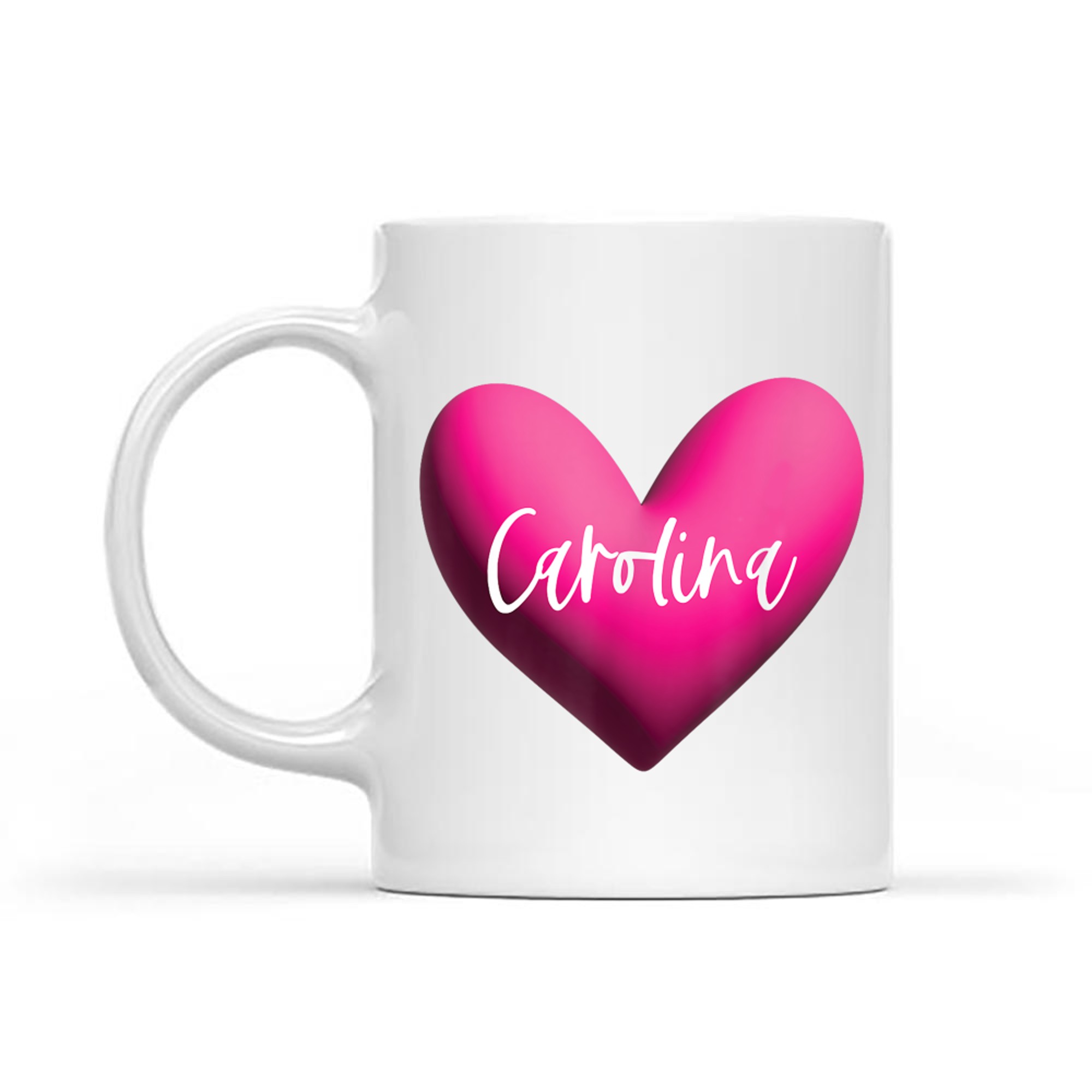 Carolina Pink Heart Personalized Name Gift for Women Girls Romantic Love Aesthetic Mug