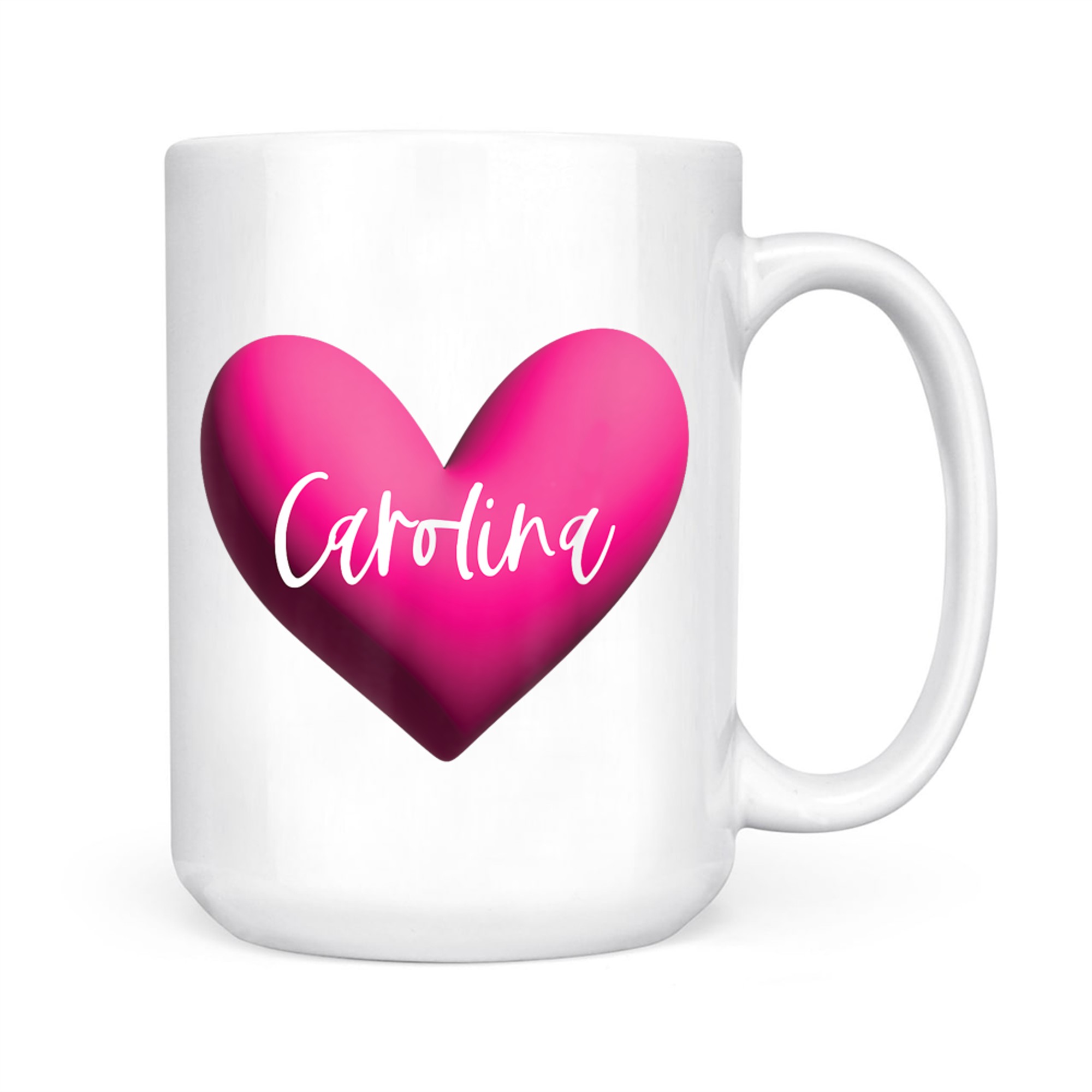 Carolina Pink Heart Personalized Name Gift for Women Girls Romantic Love Aesthetic Mug