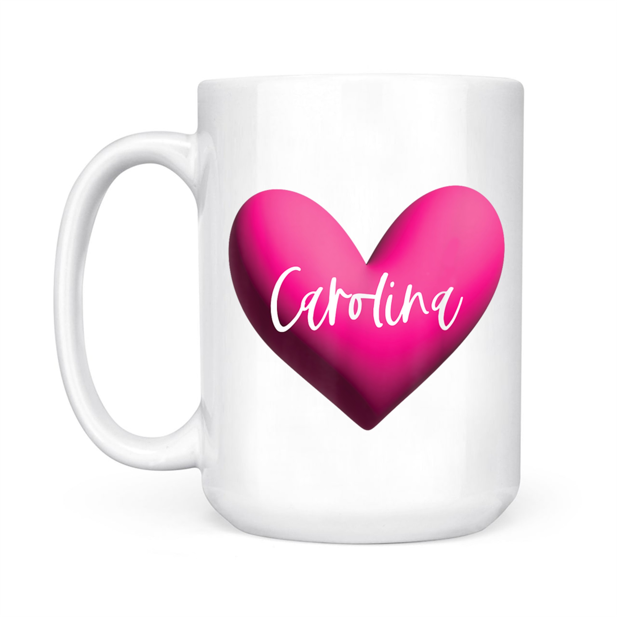 Carolina Pink Heart Personalized Name Gift for Women Girls Romantic Love Aesthetic Mug