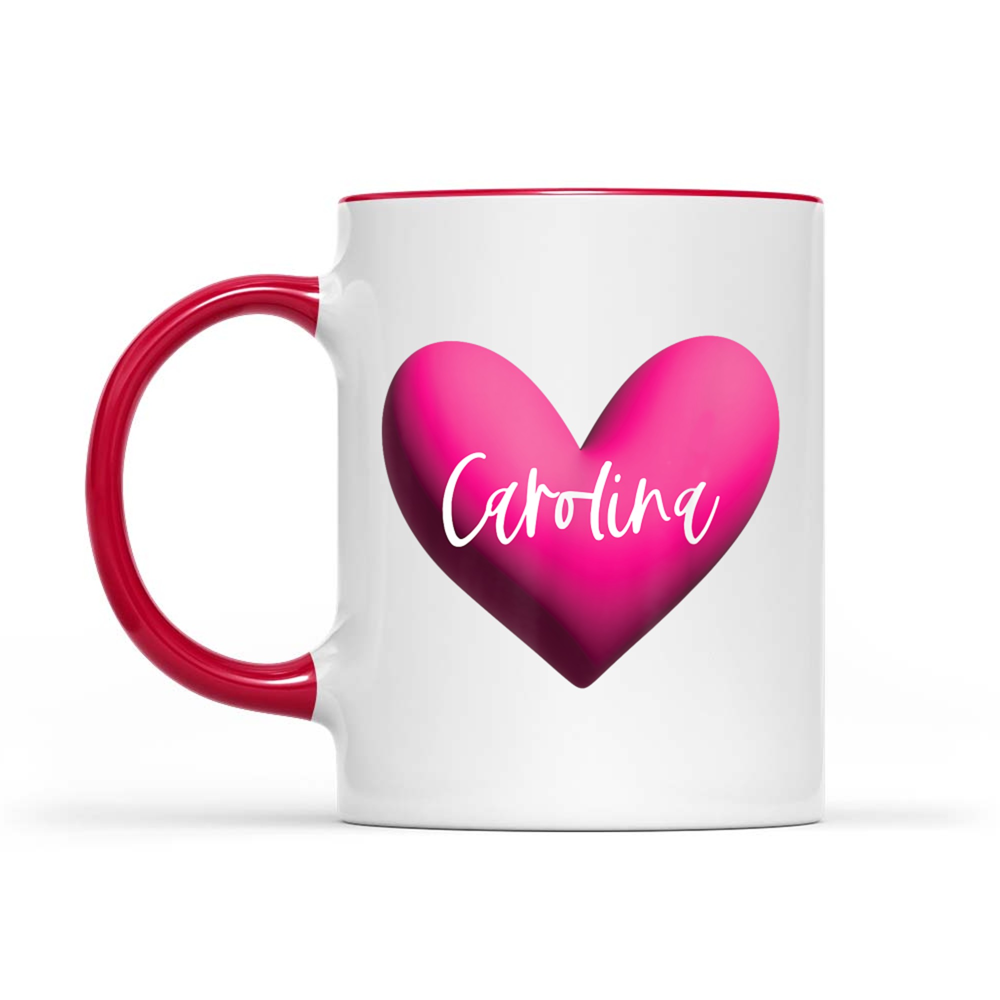 Carolina Pink Heart Personalized Name Gift for Women Girls Romantic Love Aesthetic Mug