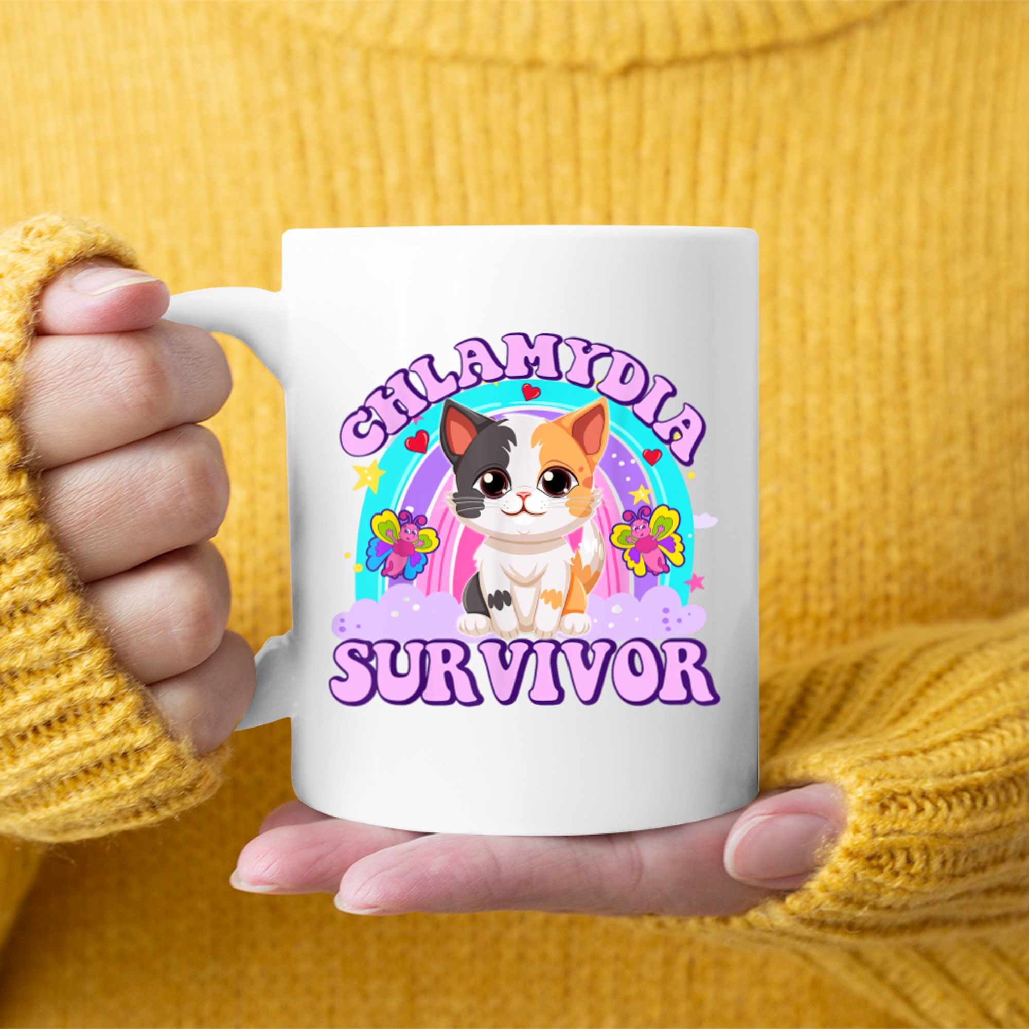 Chlamydia Survivor Funny Cat Sarcastic Y2K Inappropriate Mug