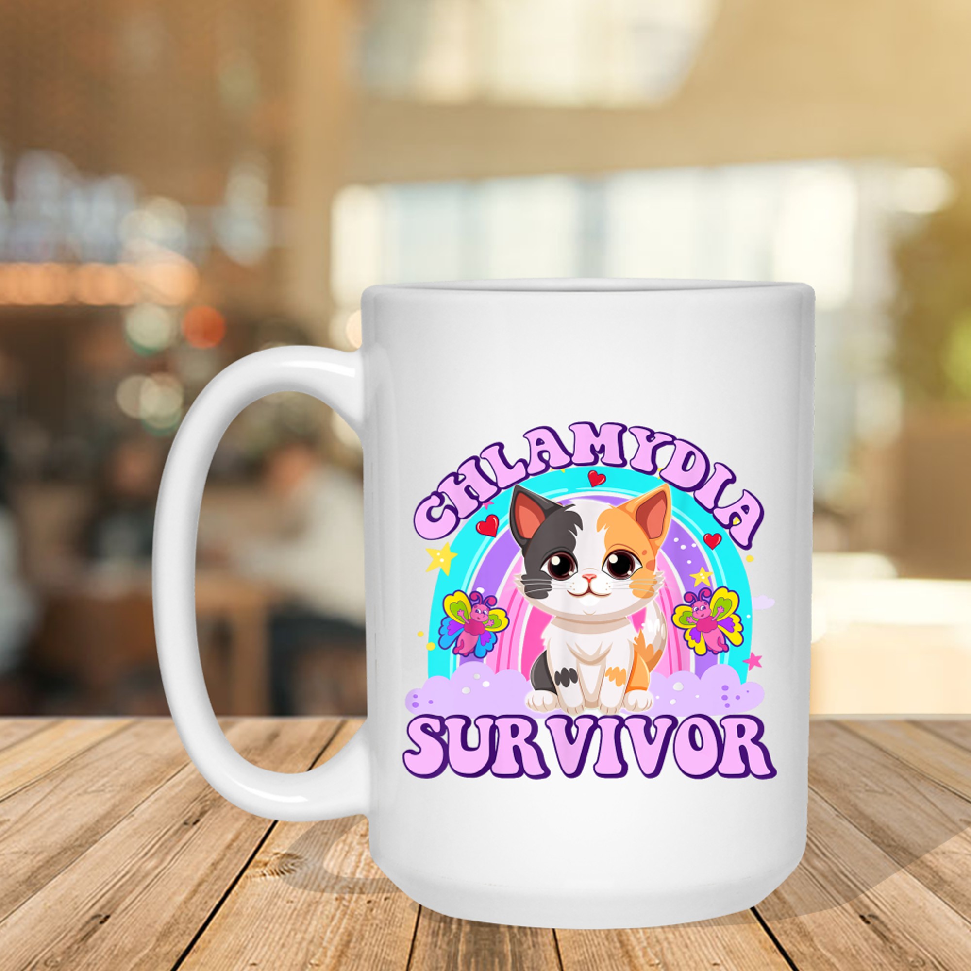 Chlamydia Survivor Funny Cat Sarcastic Y2K Inappropriate Mug