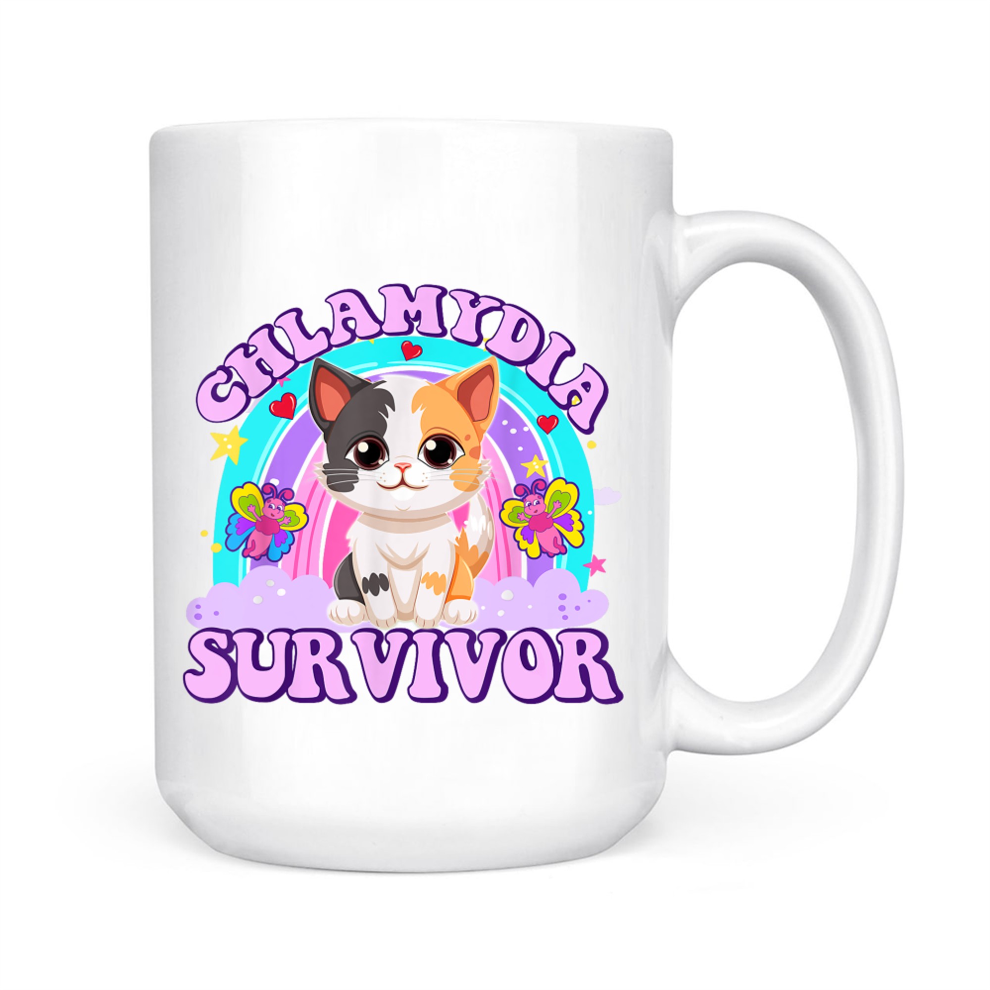 Chlamydia Survivor Funny Cat Sarcastic Y2K Inappropriate Mug