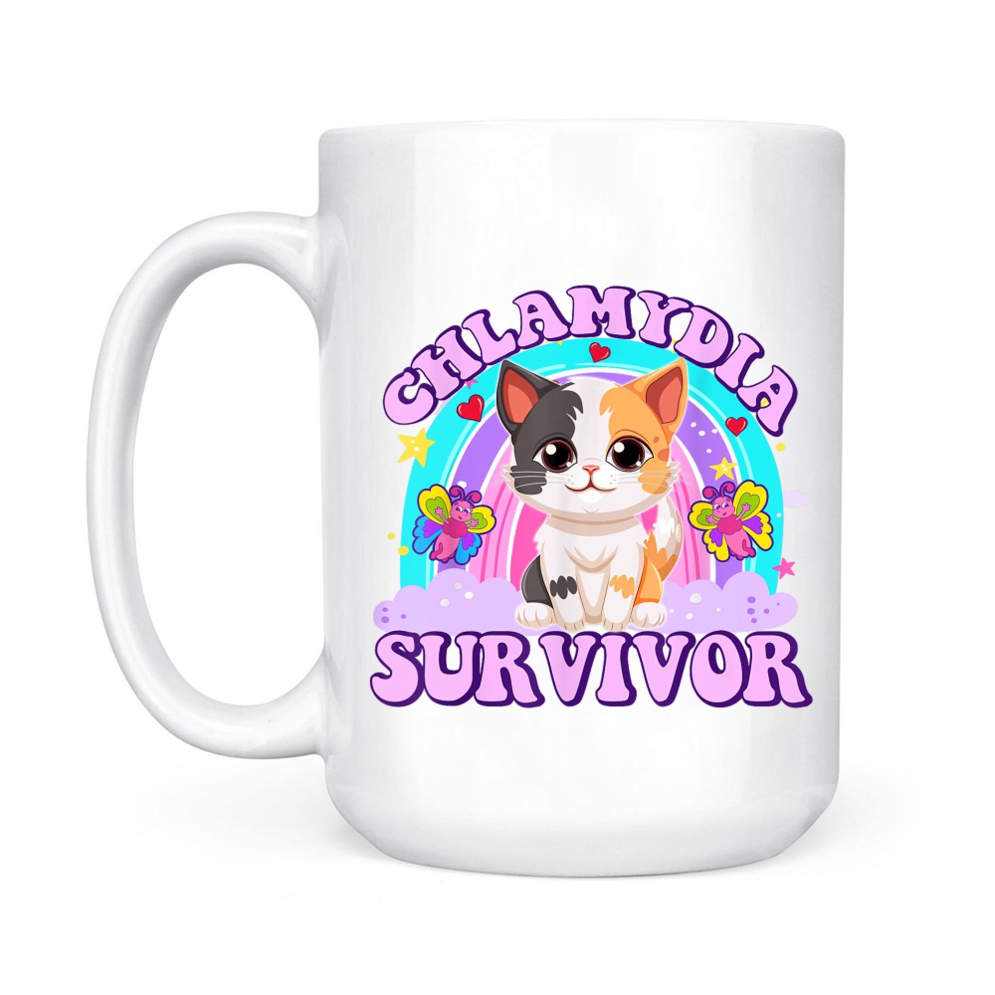 Chlamydia Survivor Funny Cat Sarcastic Y2K Inappropriate Mug