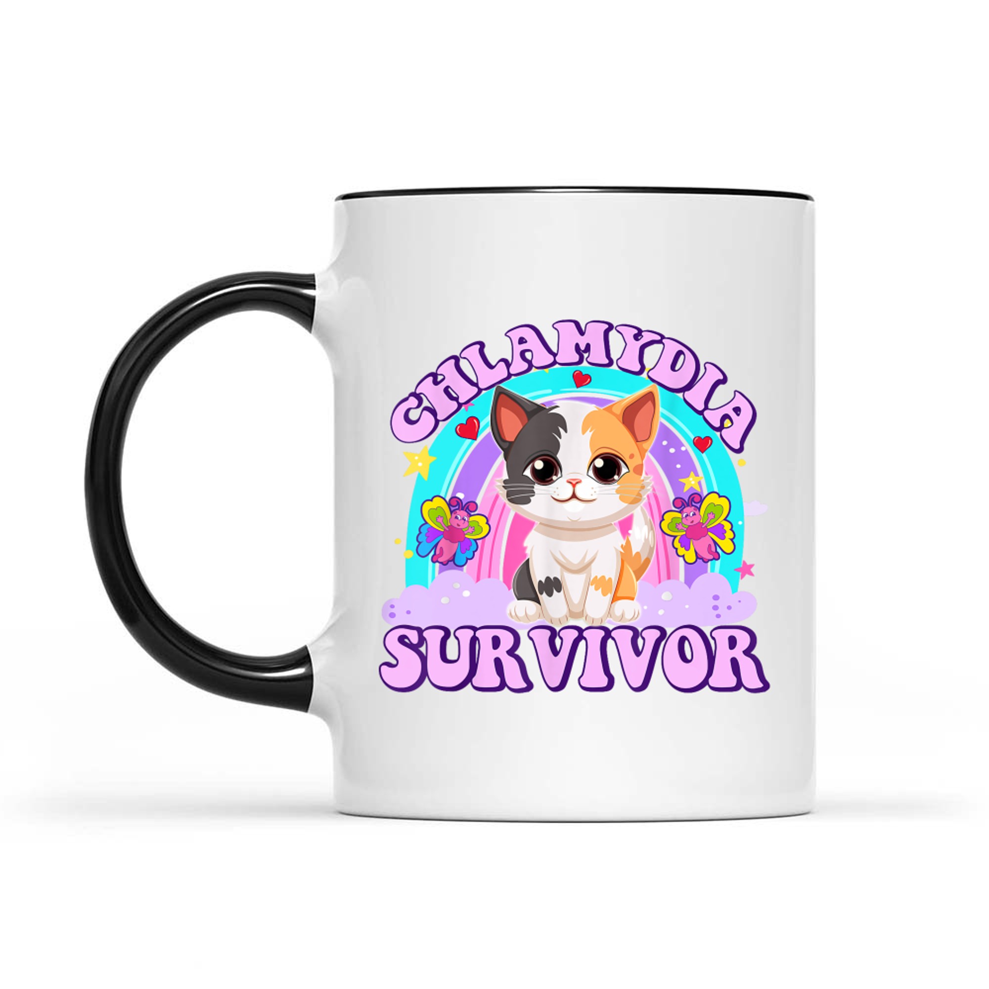 Chlamydia Survivor Funny Cat Sarcastic Y2K Inappropriate Mug