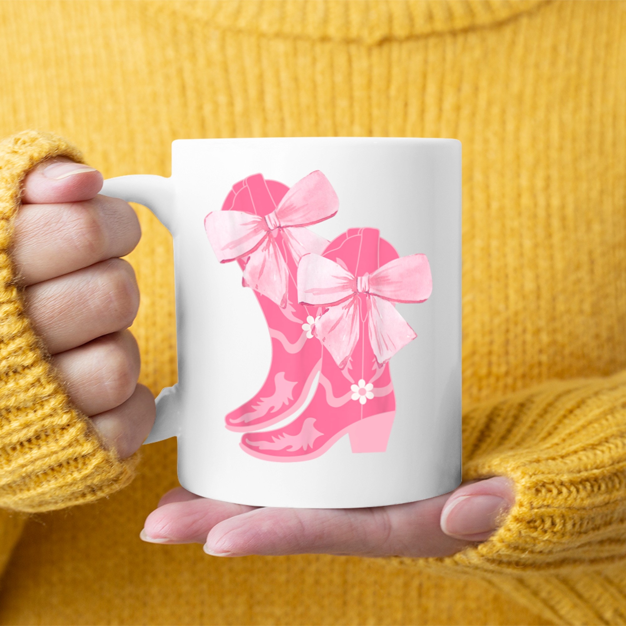 Cowgirl Boots Pink Baby Bow Preppy Y2k Mug