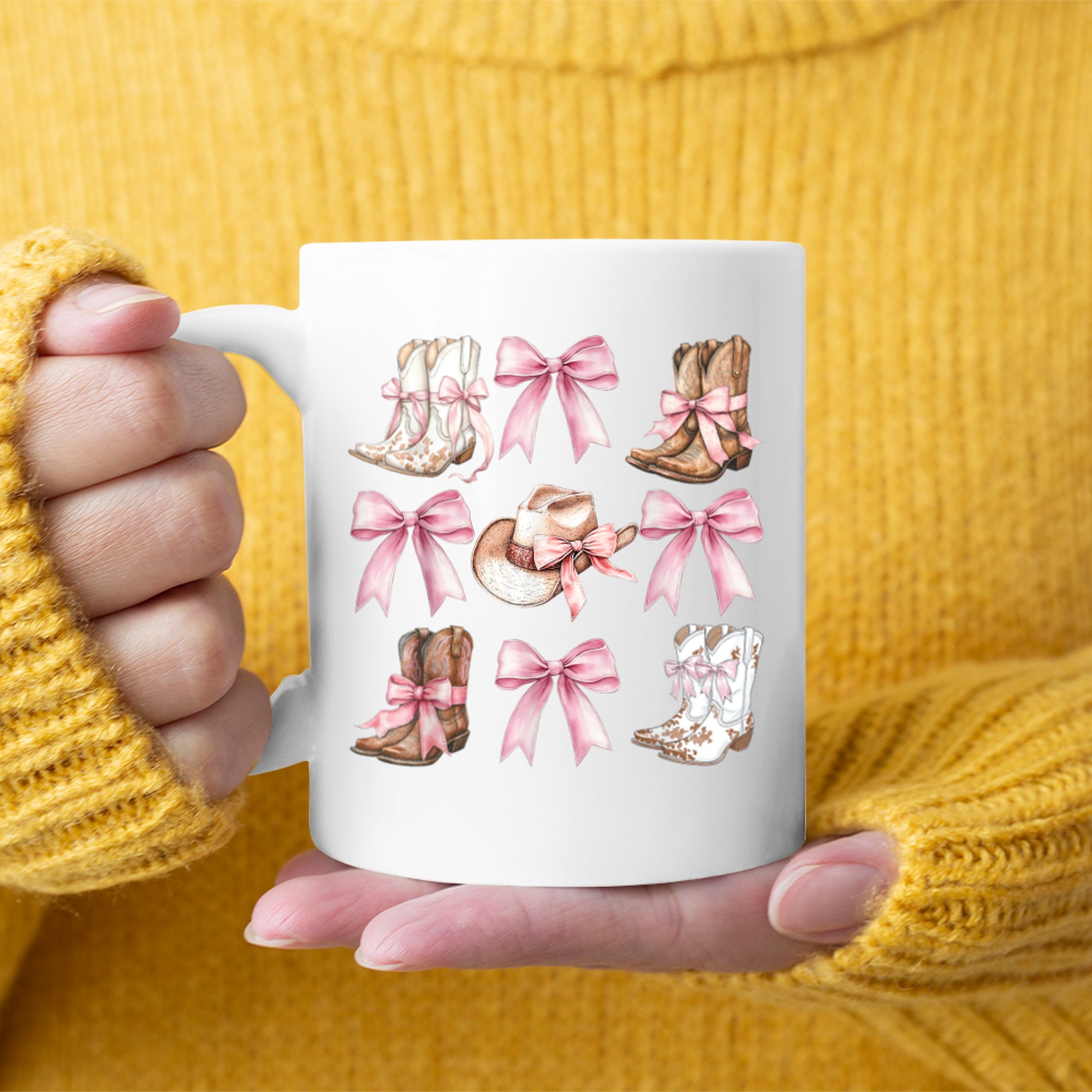 Cowgirl Boots With Pink Bows Aesthetic Y2K Mug