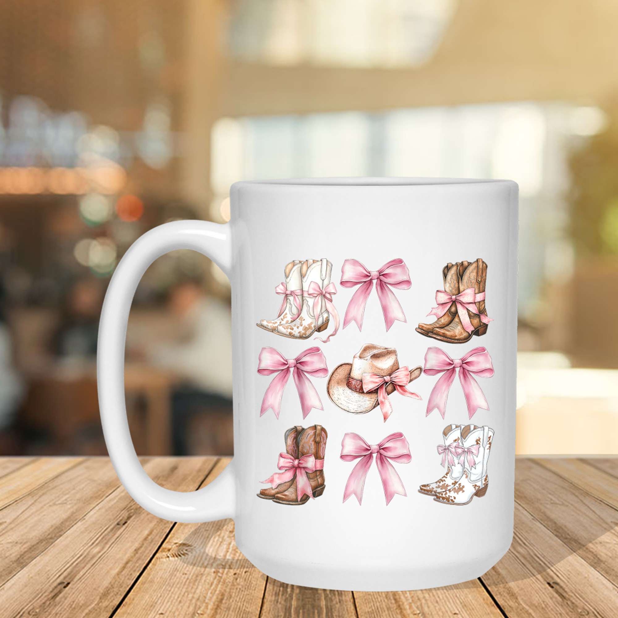 Cowgirl Boots With Pink Bows Aesthetic Y2K Mug