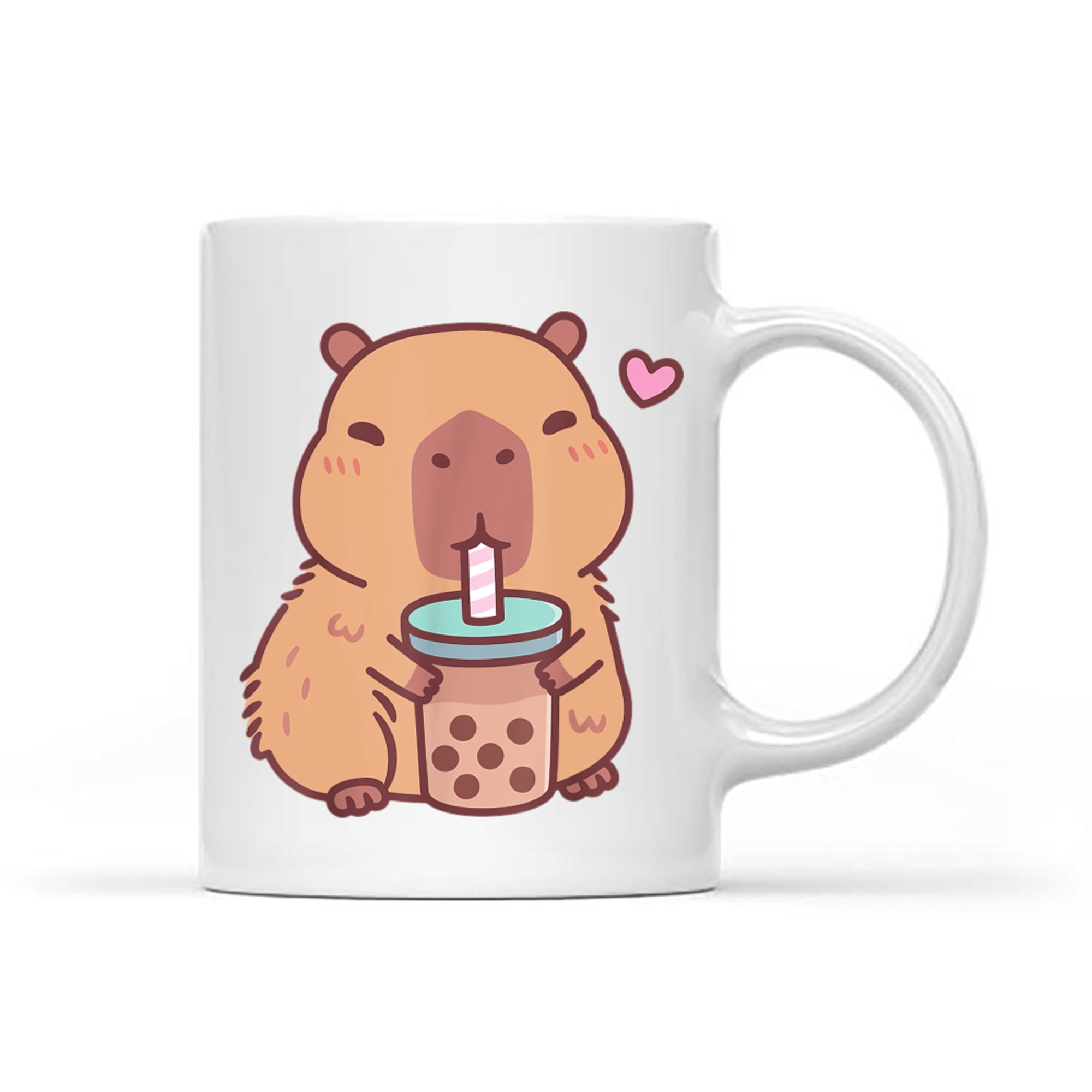 Cute Capybara Kawaii Anime Drinking Bubble Tea Lover Mug