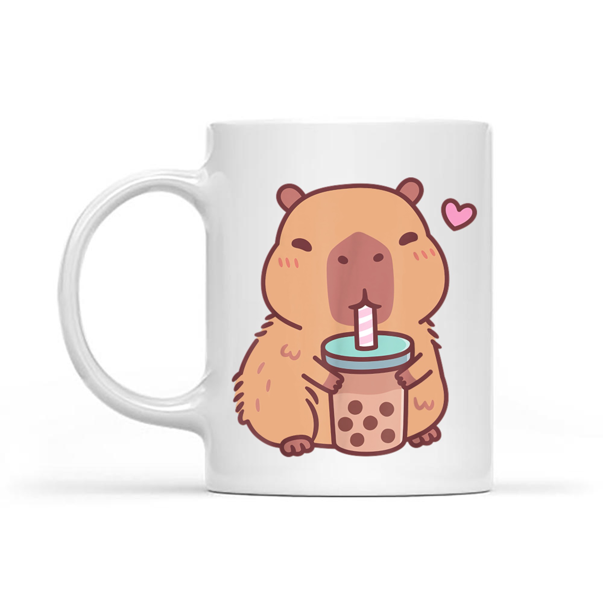 Cute Capybara Kawaii Anime Drinking Bubble Tea Lover Mug