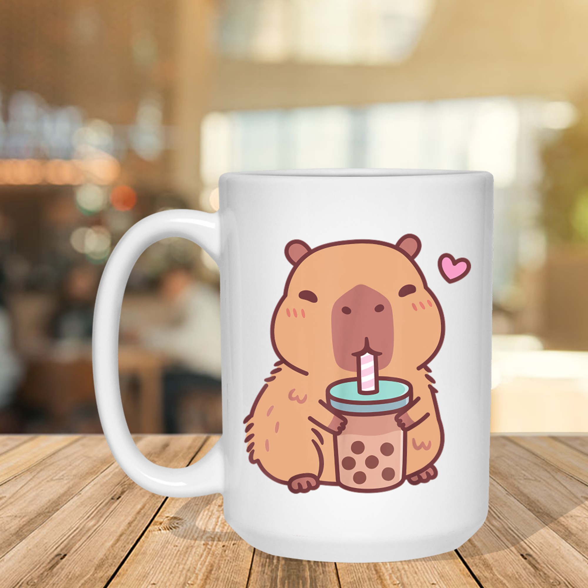 Cute Capybara Kawaii Anime Drinking Bubble Tea Lover Mug