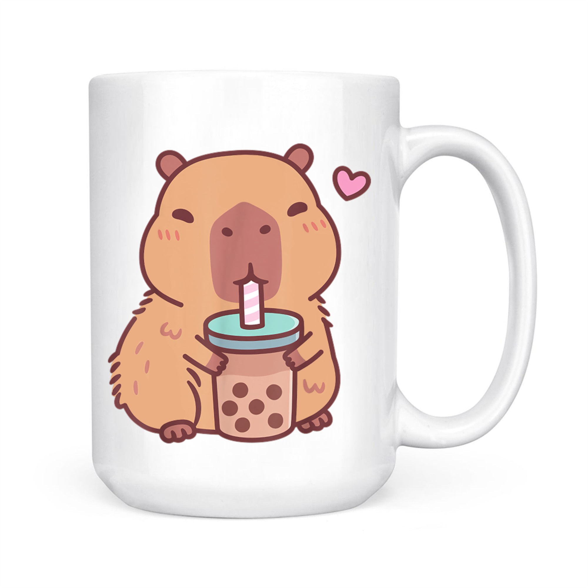 Cute Capybara Kawaii Anime Drinking Bubble Tea Lover Mug