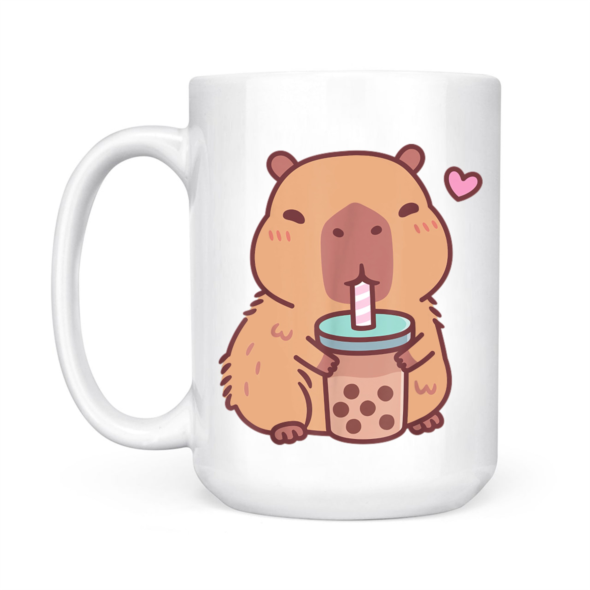 Cute Capybara Kawaii Anime Drinking Bubble Tea Lover Mug