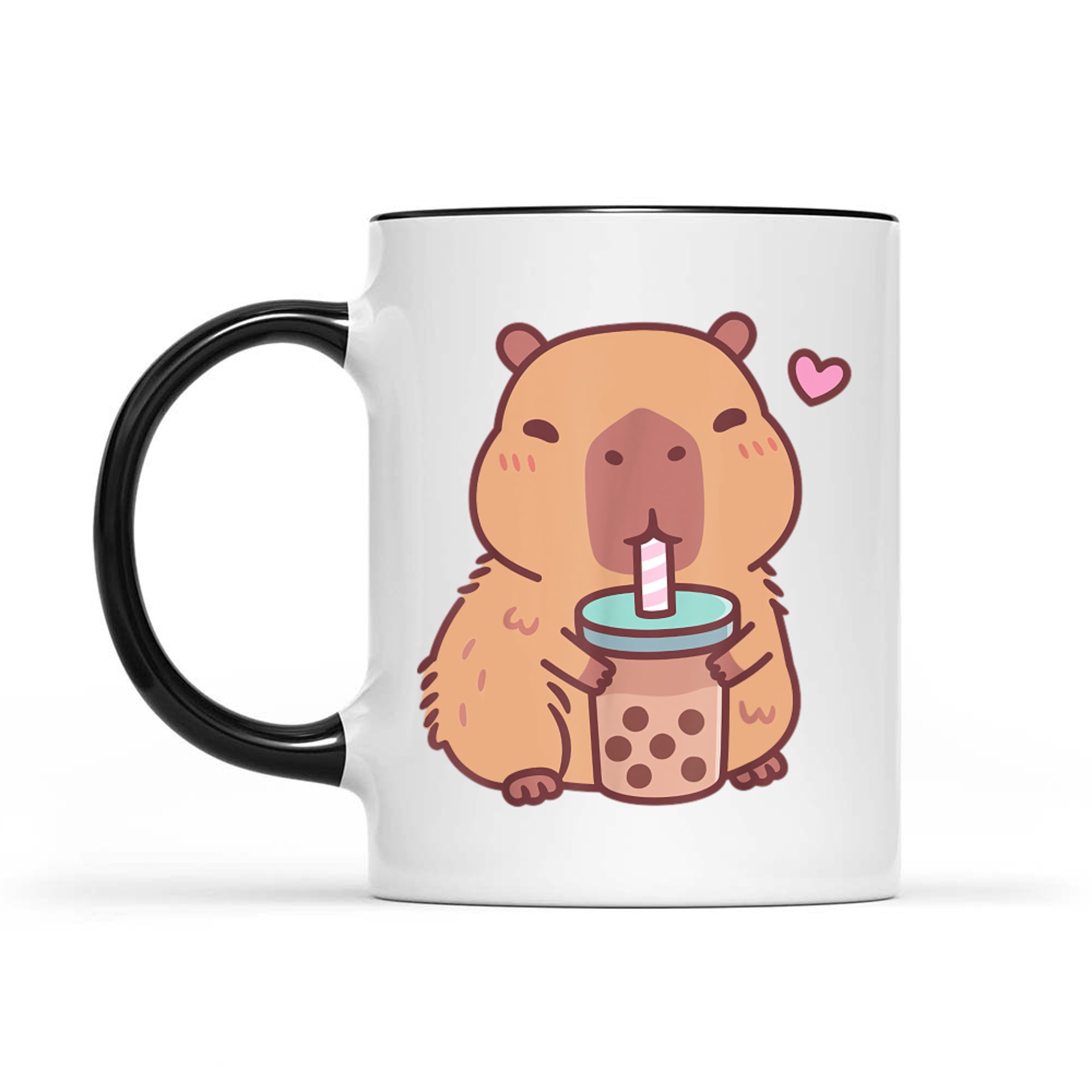 Cute Capybara Kawaii Anime Drinking Bubble Tea Lover Mug