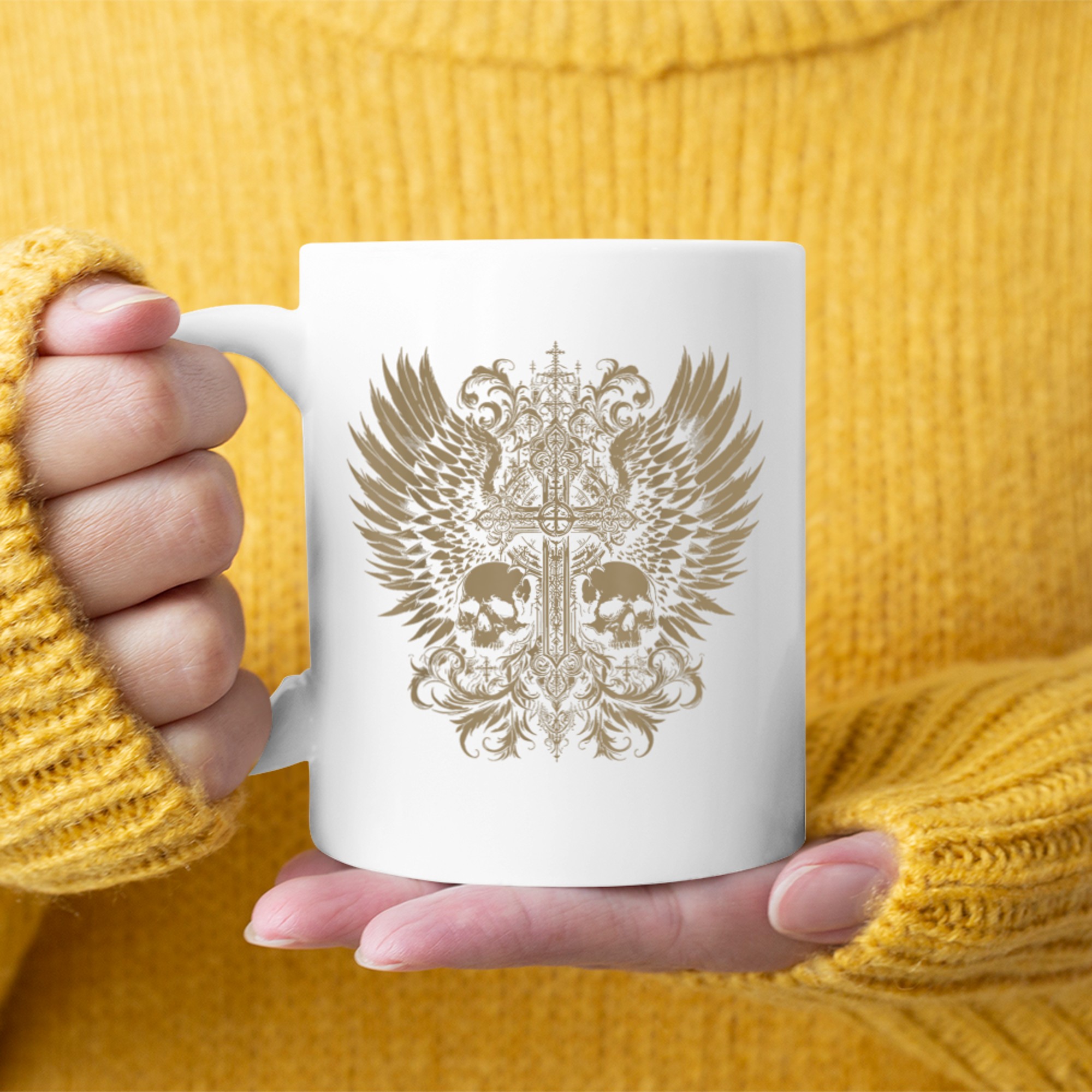 Emo Y2K Grunge Aesthetic Alt Goth Skull Cross Gothic Mug