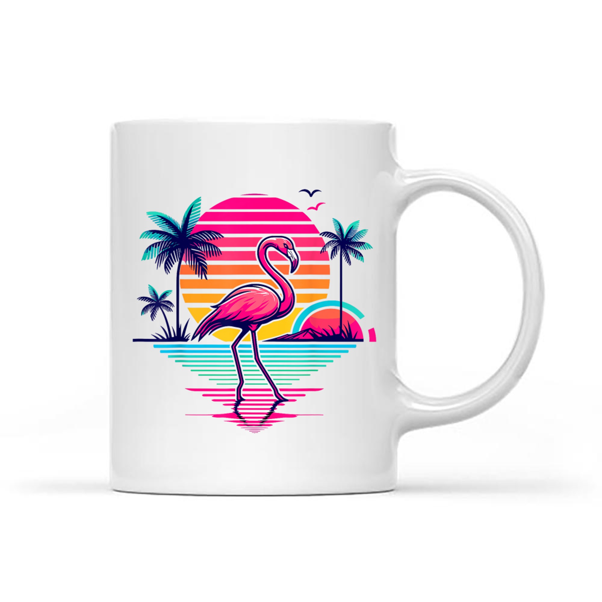 Flamingo Beach Summer Palm Trees Tropical Summer Mug