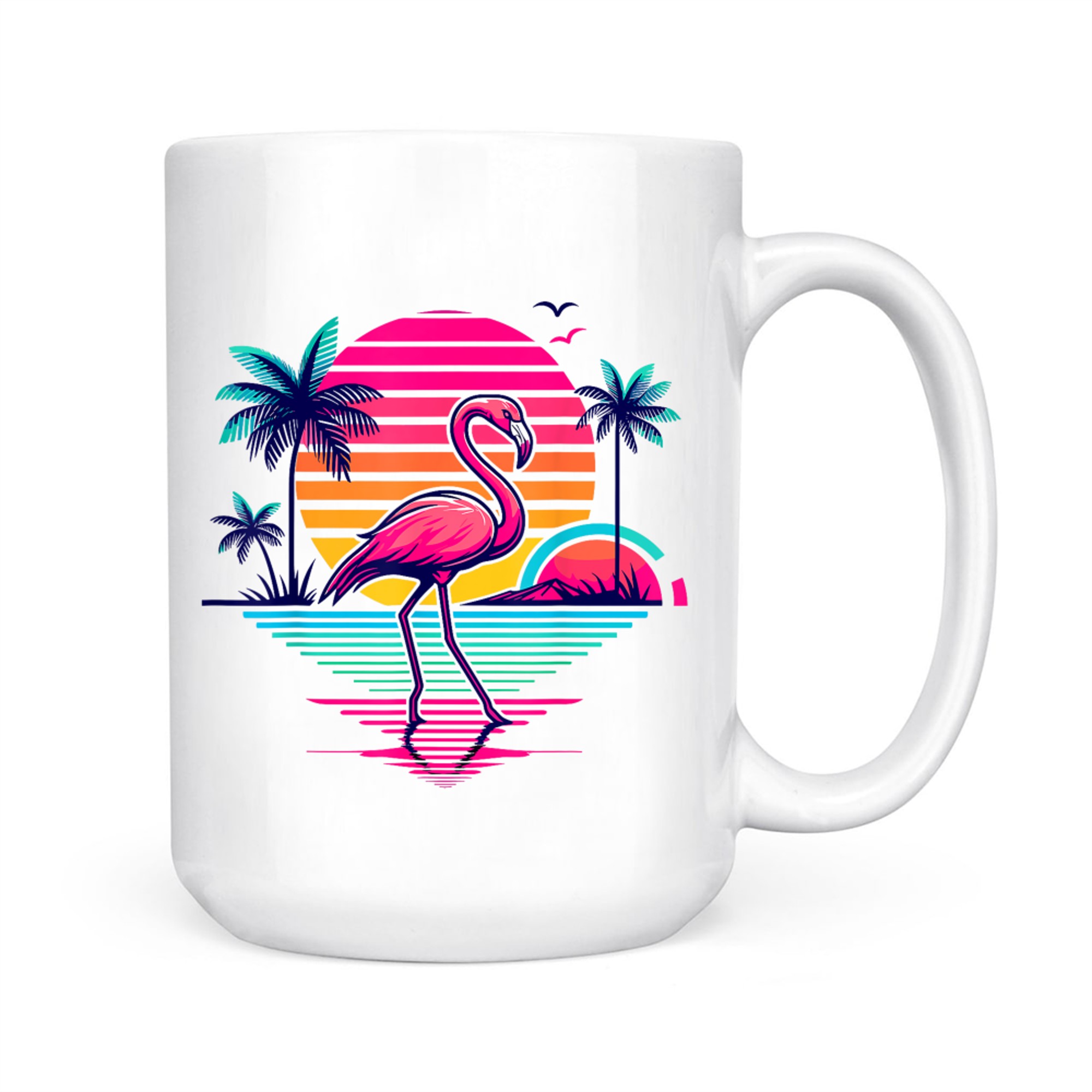 Flamingo Beach Summer Palm Trees Tropical Summer Mug
