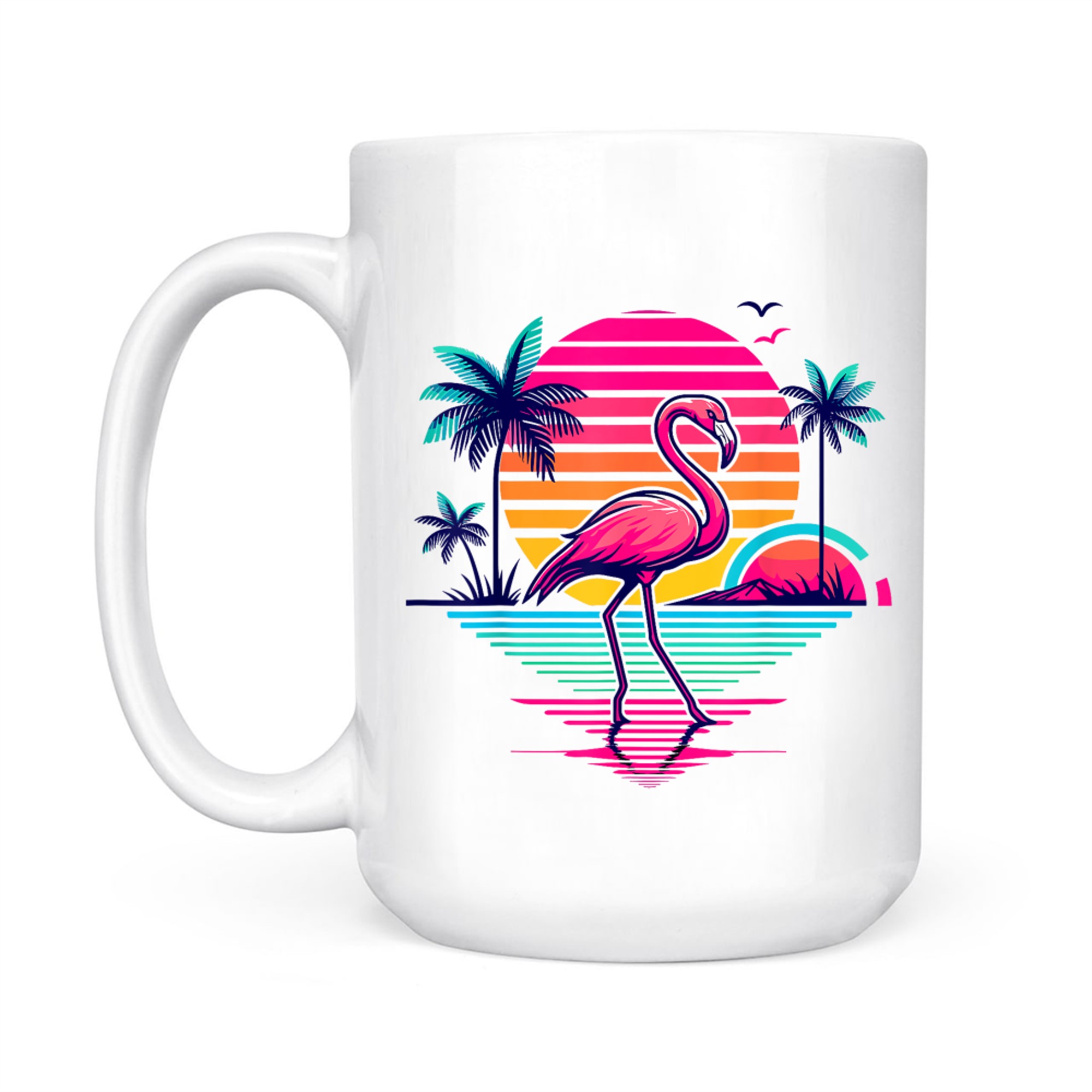 Flamingo Beach Summer Palm Trees Tropical Summer Mug