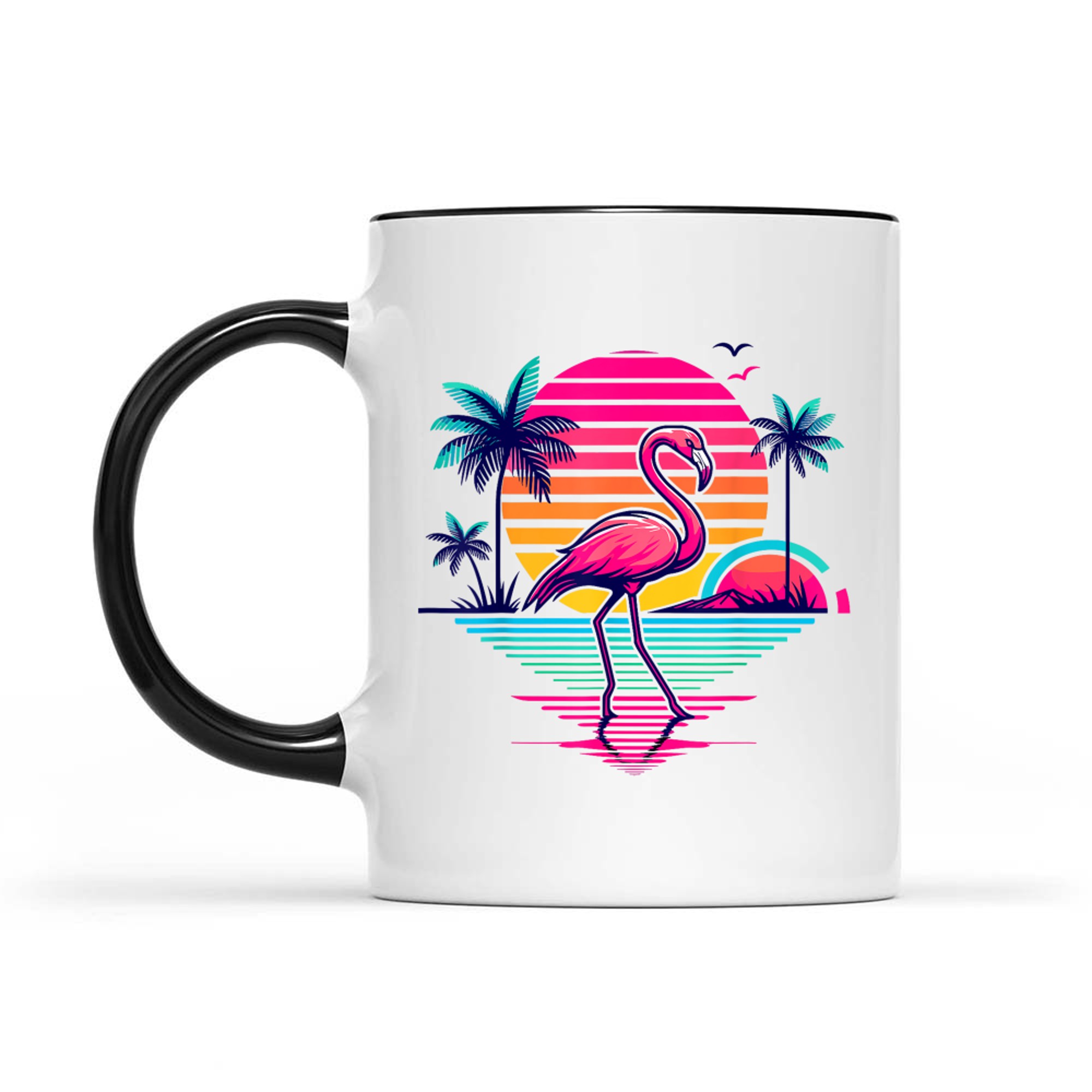 Flamingo Beach Summer Palm Trees Tropical Summer Mug