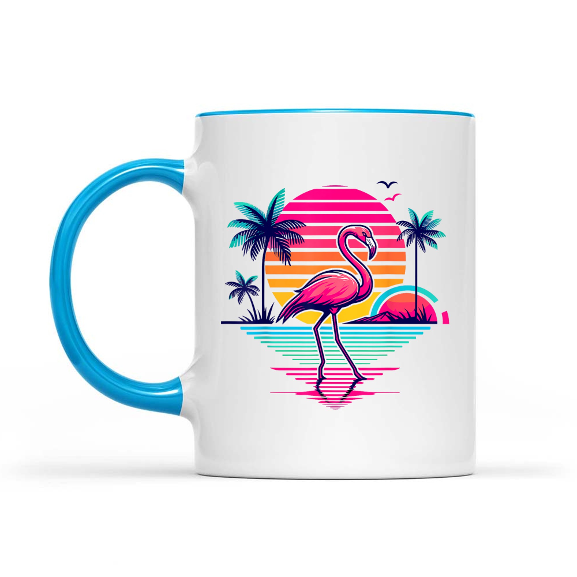 Flamingo Beach Summer Palm Trees Tropical Summer Mug