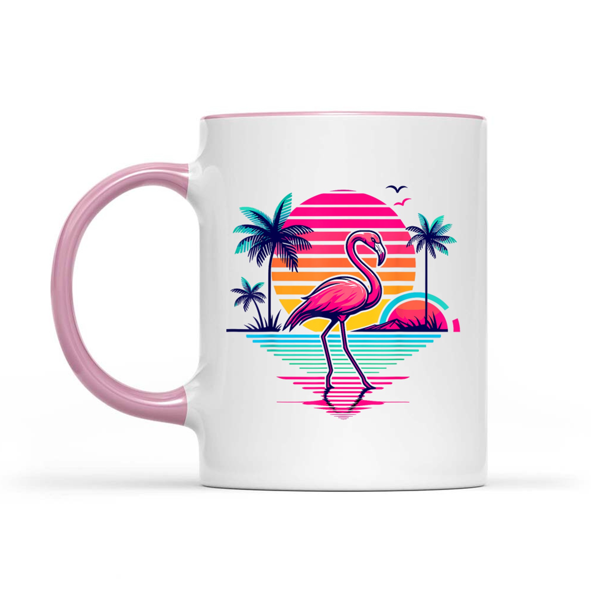 Flamingo Beach Summer Palm Trees Tropical Summer Mug