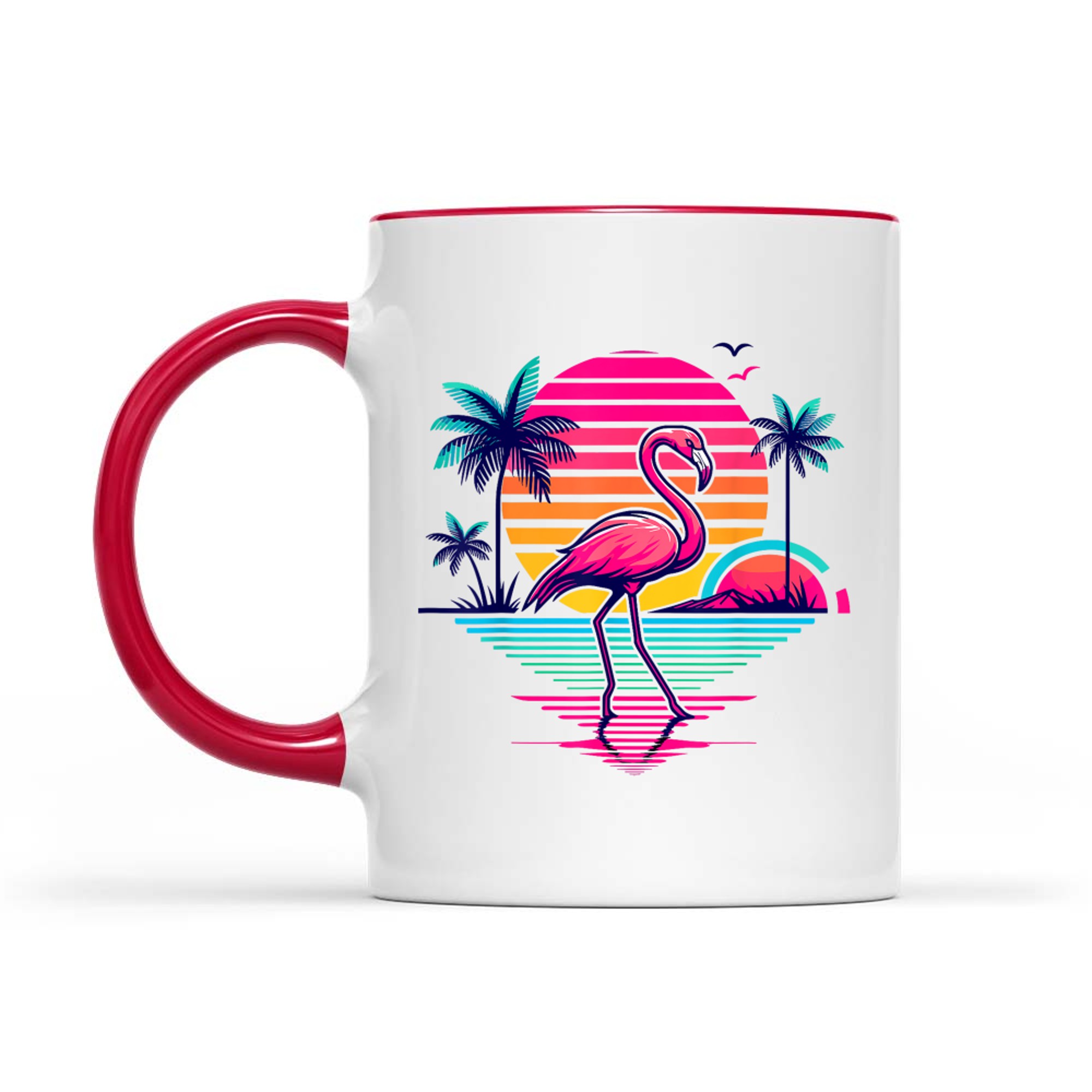 Flamingo Beach Summer Palm Trees Tropical Summer Mug
