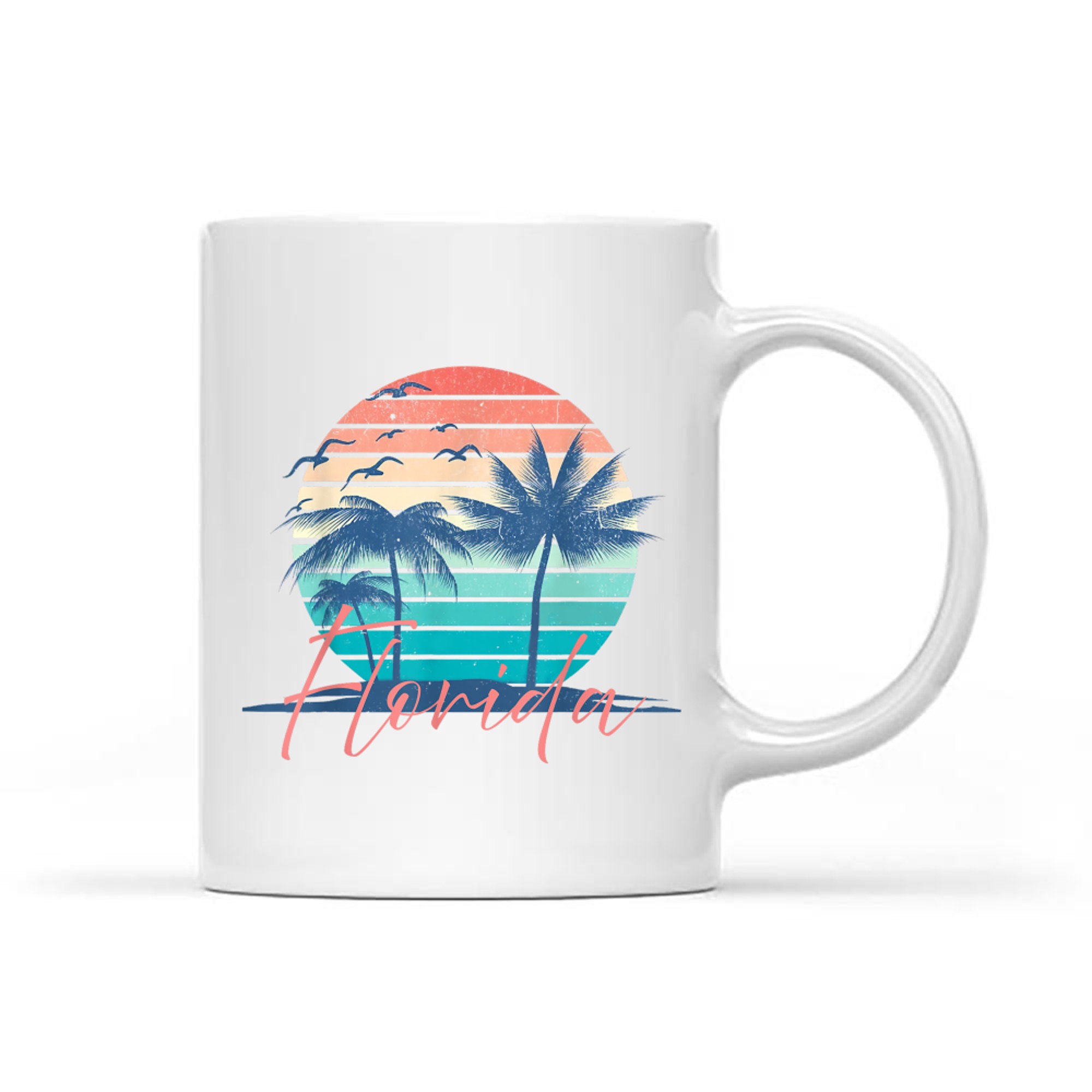 Florida Vintage Summer Vibes Beach Sunset Retro Palm Tree  Mug