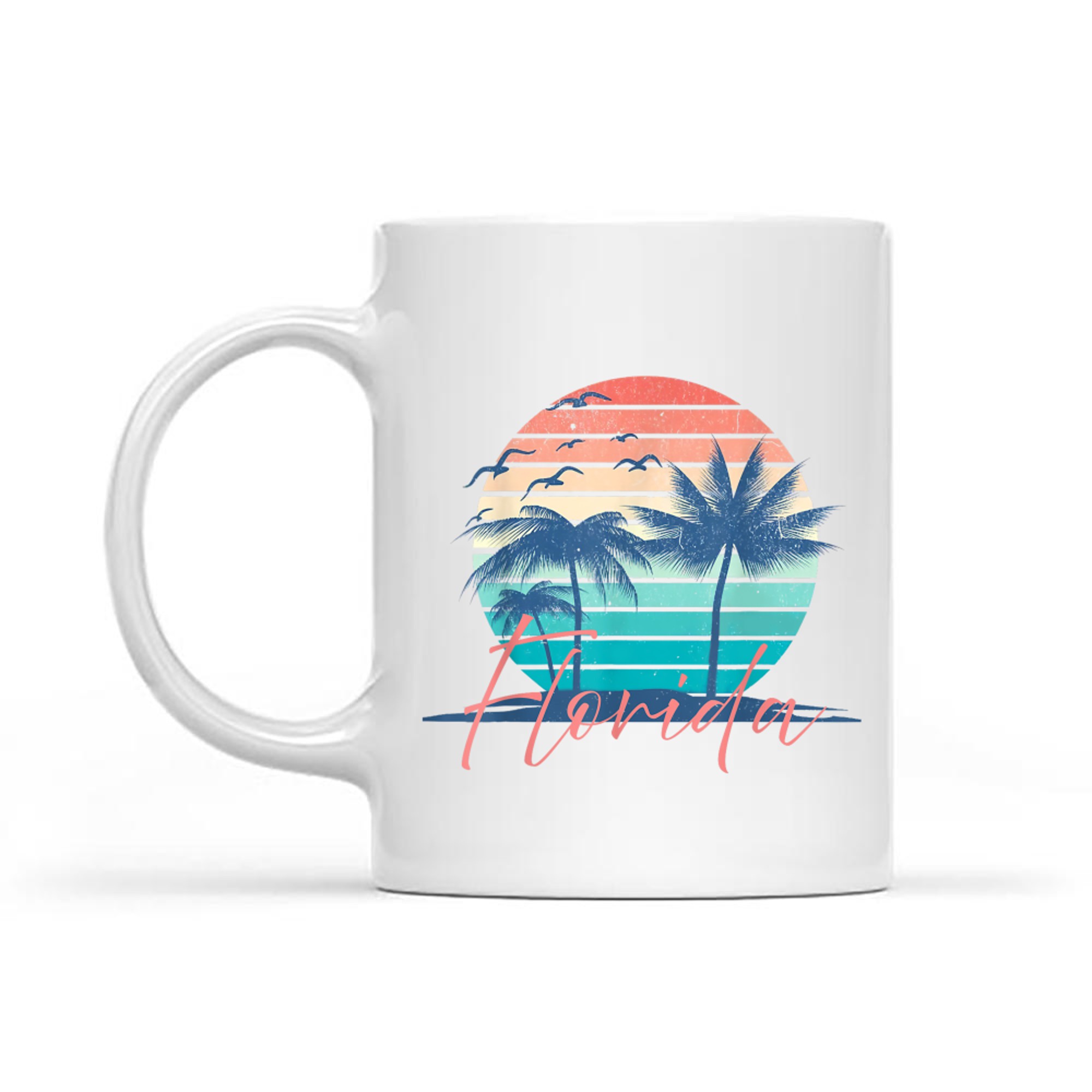 Florida Vintage Summer Vibes Beach Sunset Retro Palm Tree  Mug