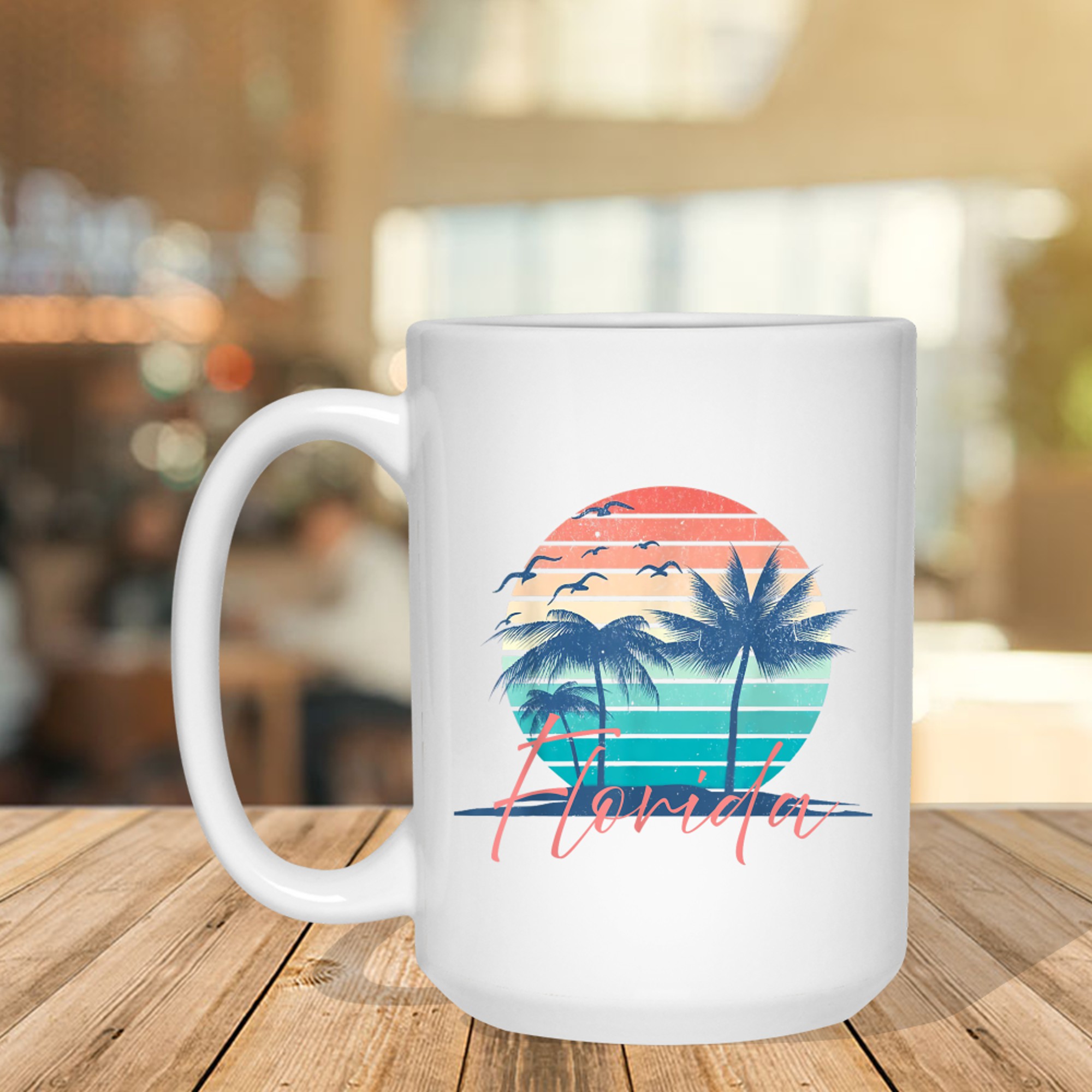 Florida Vintage Summer Vibes Beach Sunset Retro Palm Tree  Mug