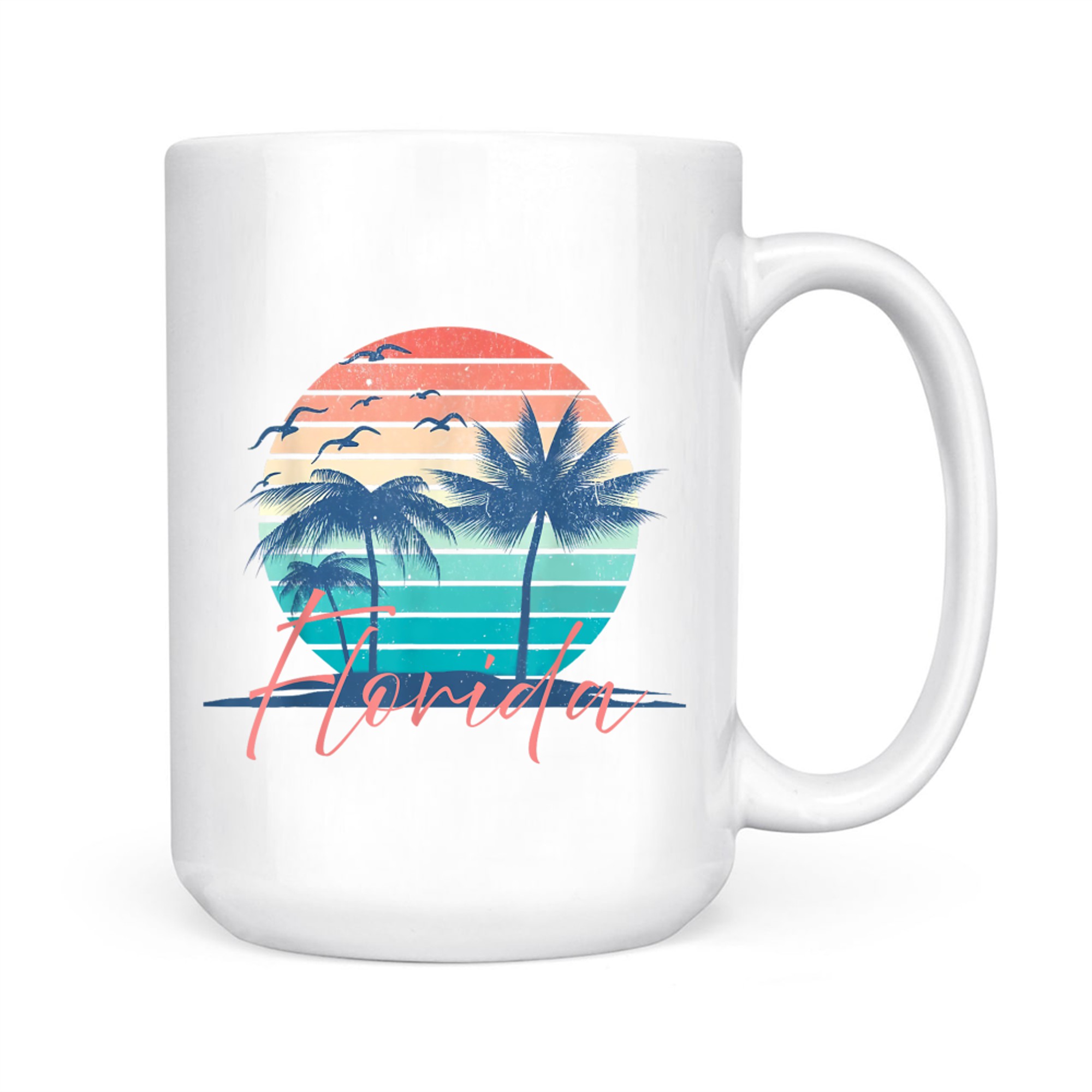 Florida Vintage Summer Vibes Beach Sunset Retro Palm Tree  Mug