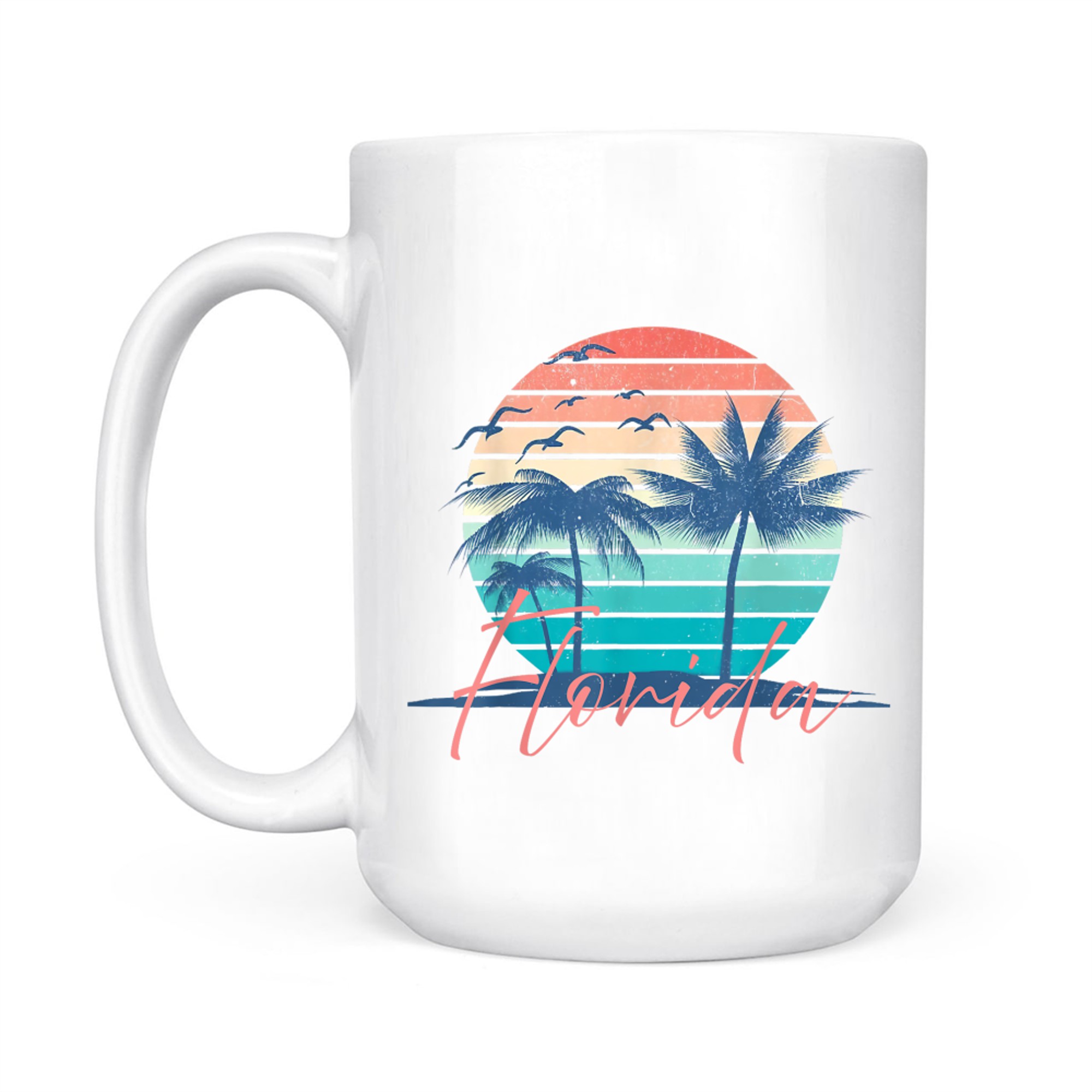Florida Vintage Summer Vibes Beach Sunset Retro Palm Tree  Mug
