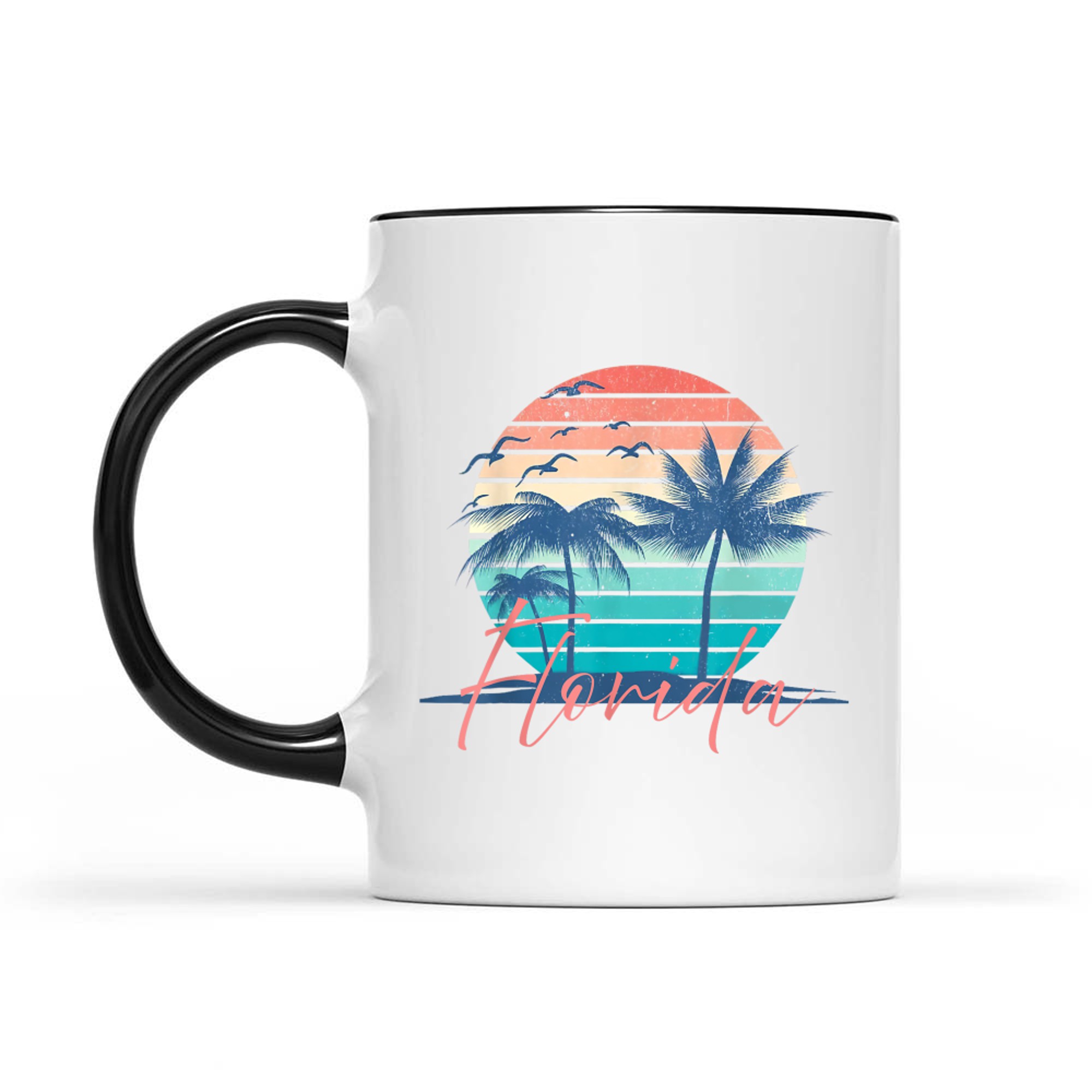 Florida Vintage Summer Vibes Beach Sunset Retro Palm Tree  Mug