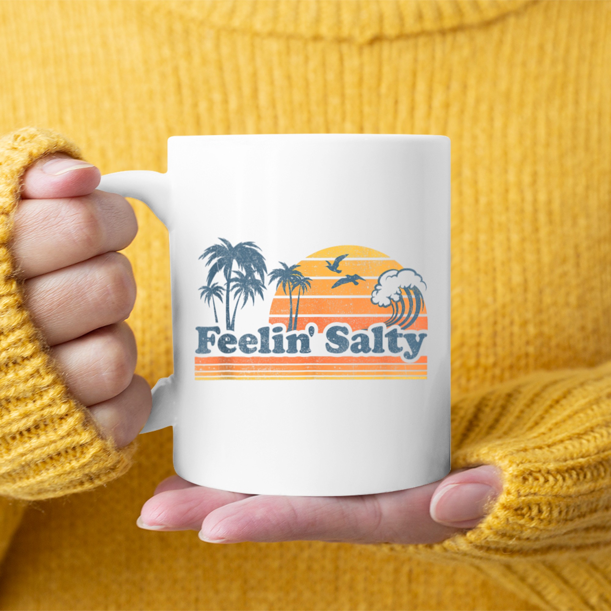 Funny Feelin Salty Beach Summer Vacation Vintage 70's Retro Mug