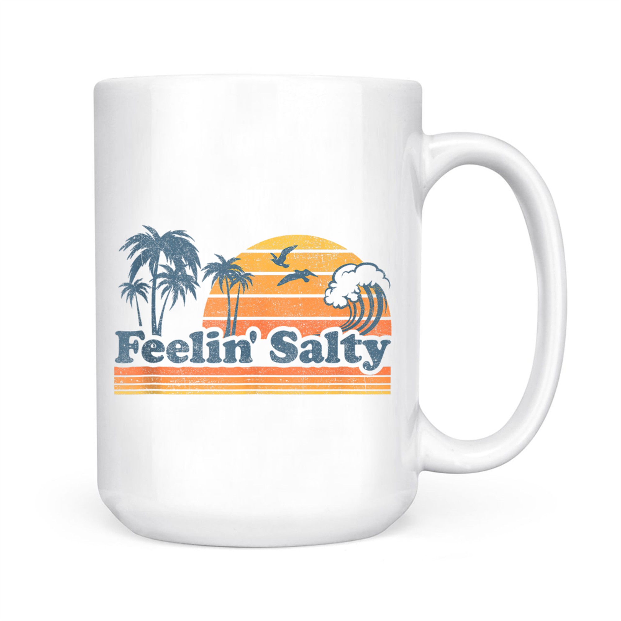 Funny Feelin Salty Beach Summer Vacation Vintage 70's Retro Mug