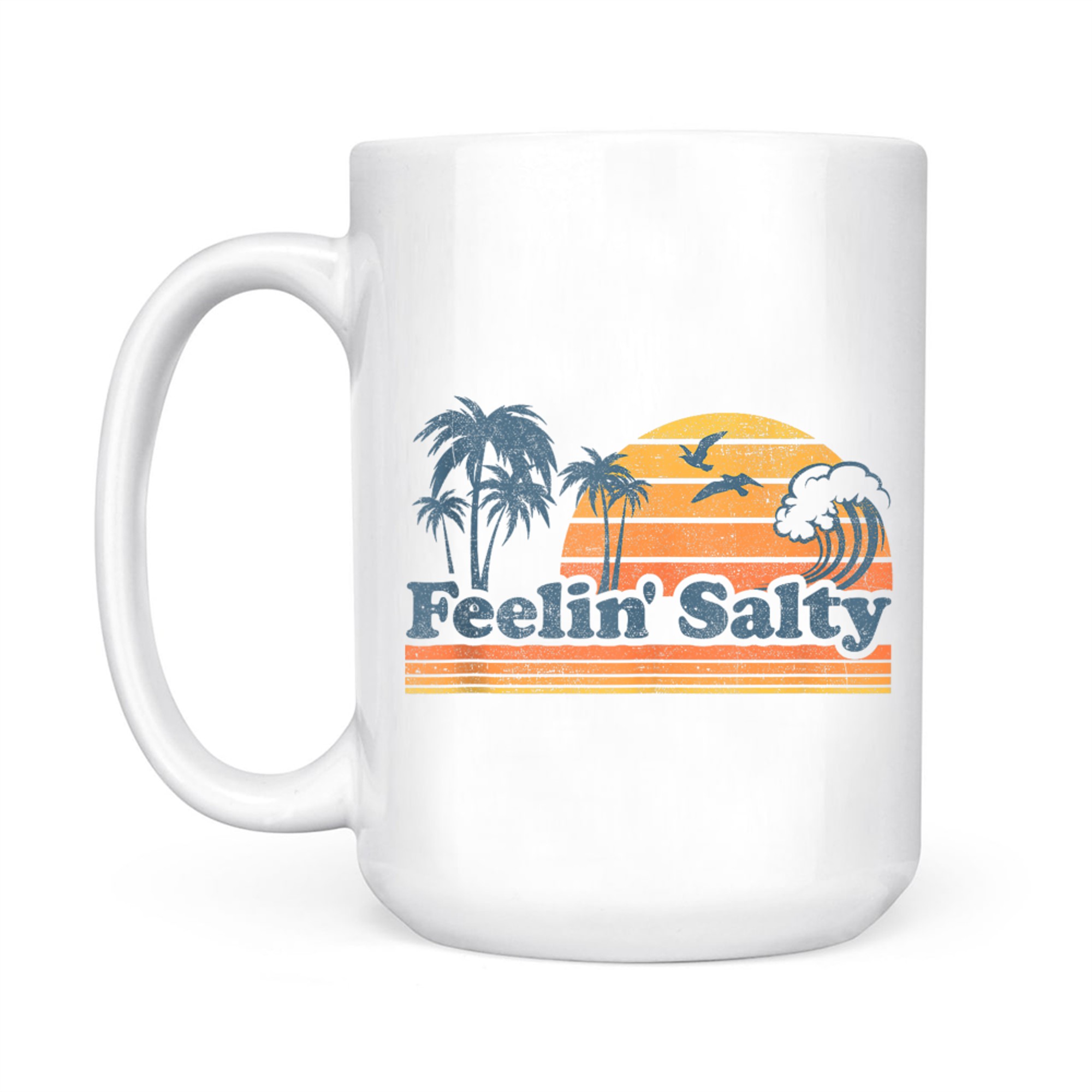 Funny Feelin Salty Beach Summer Vacation Vintage 70's Retro Mug