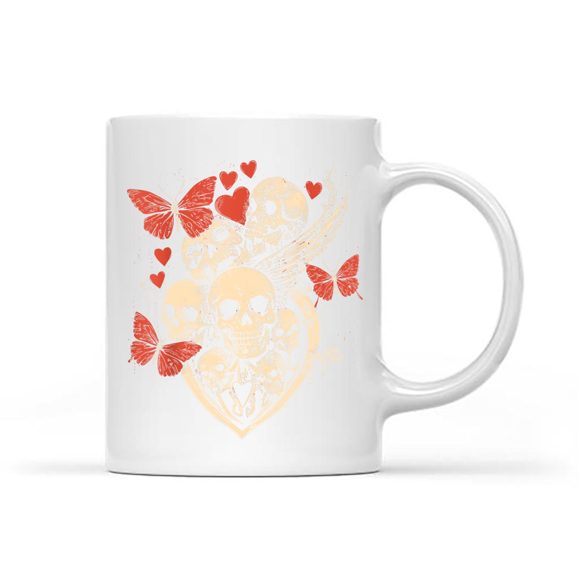 Grunge Gothic Skulls Butterflies Hearts Style Skull Mug