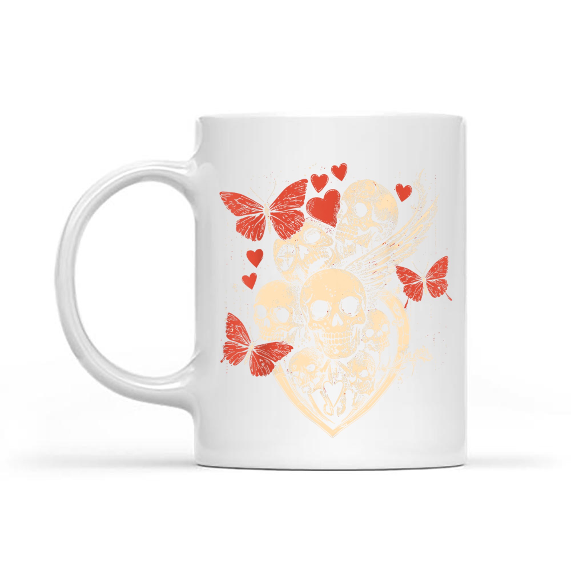 Grunge Gothic Skulls Butterflies Hearts Style Skull Mug