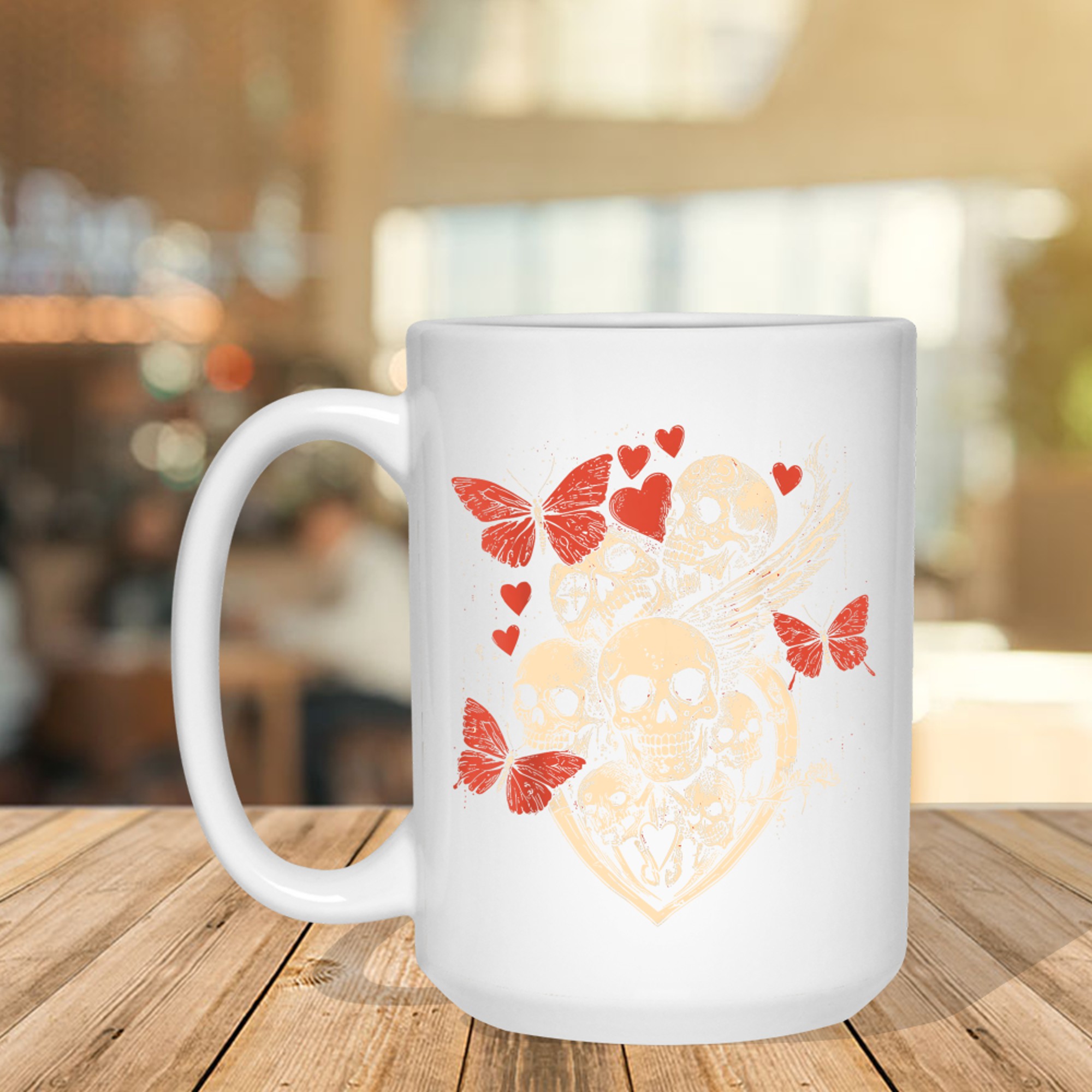 Grunge Gothic Skulls Butterflies Hearts Style Skull Mug