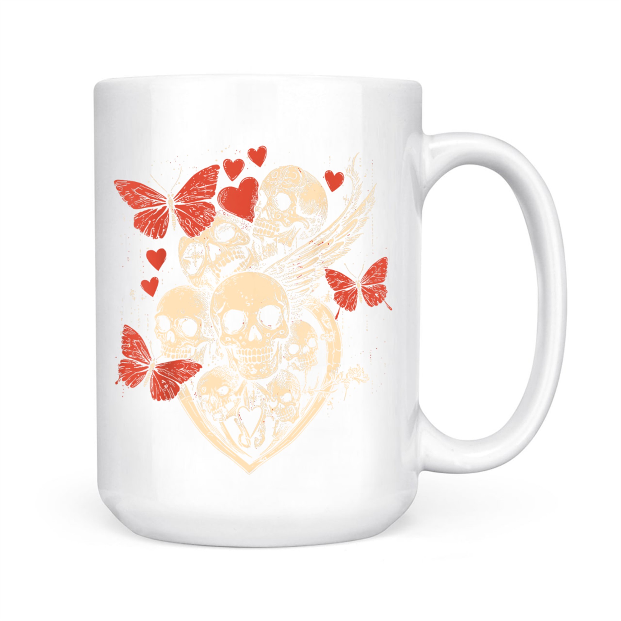 Grunge Gothic Skulls Butterflies Hearts Style Skull Mug
