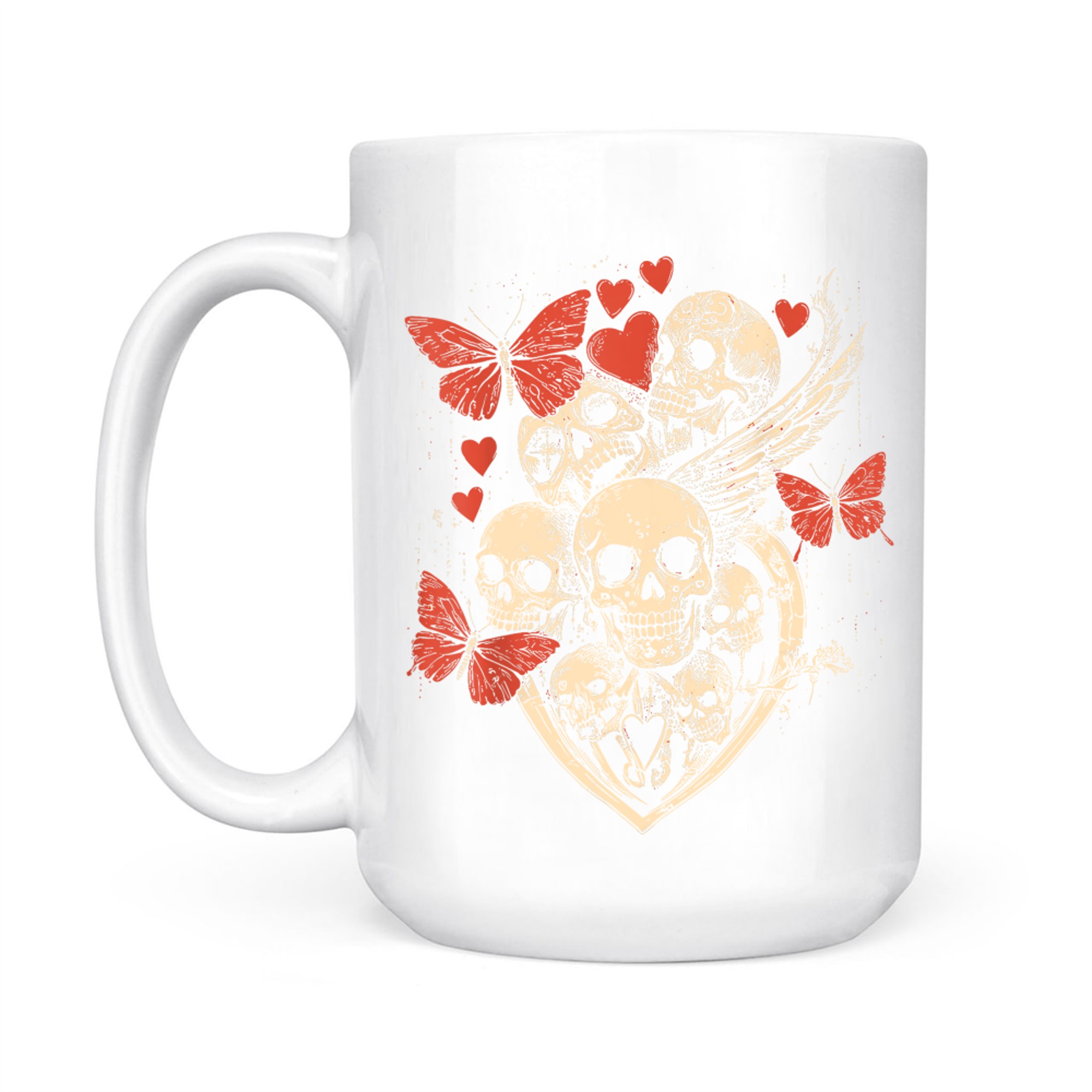 Grunge Gothic Skulls Butterflies Hearts Style Skull Mug