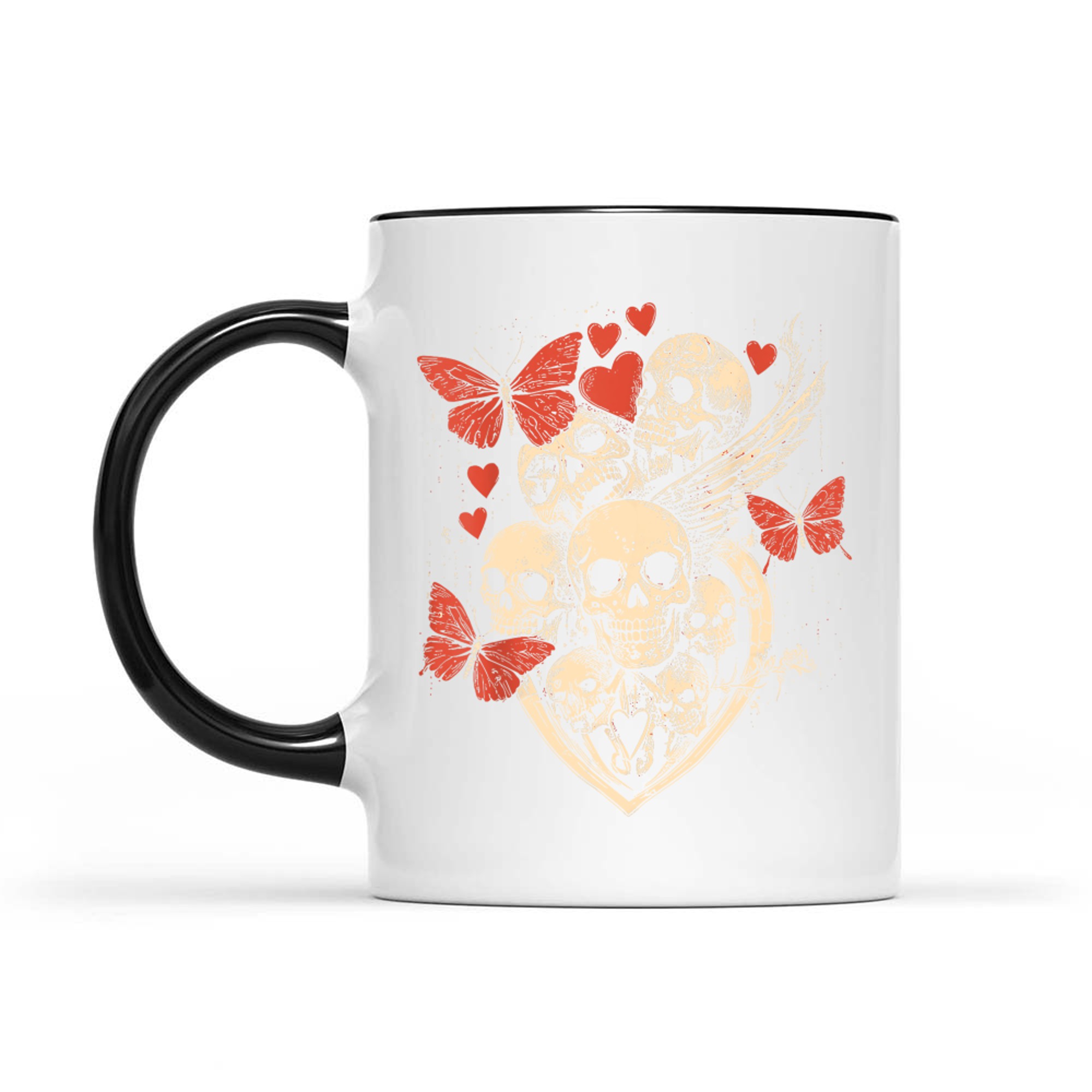 Grunge Gothic Skulls Butterflies Hearts Style Skull Mug