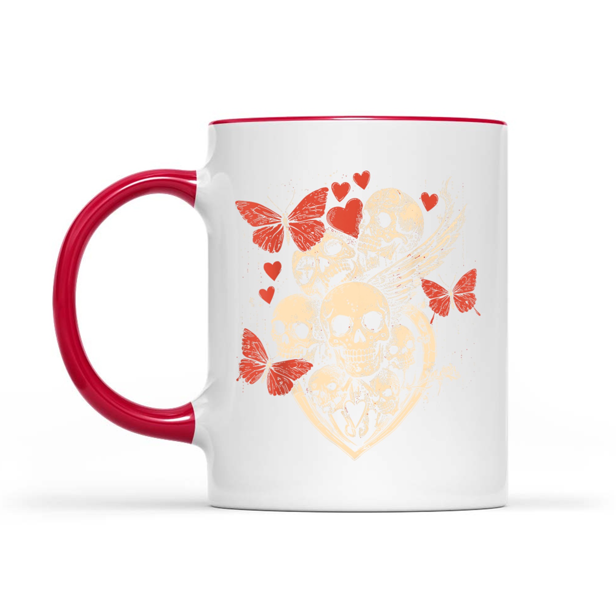 Grunge Gothic Skulls Butterflies Hearts Style Skull Mug