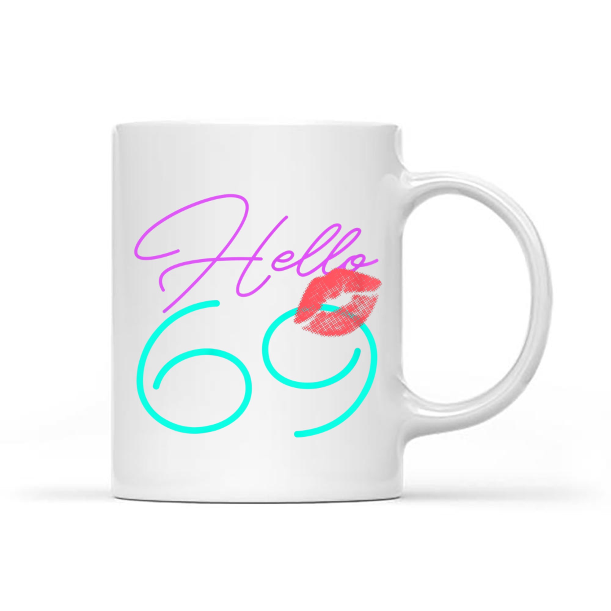 Hello Kiss Funny Purple Birthday Mug