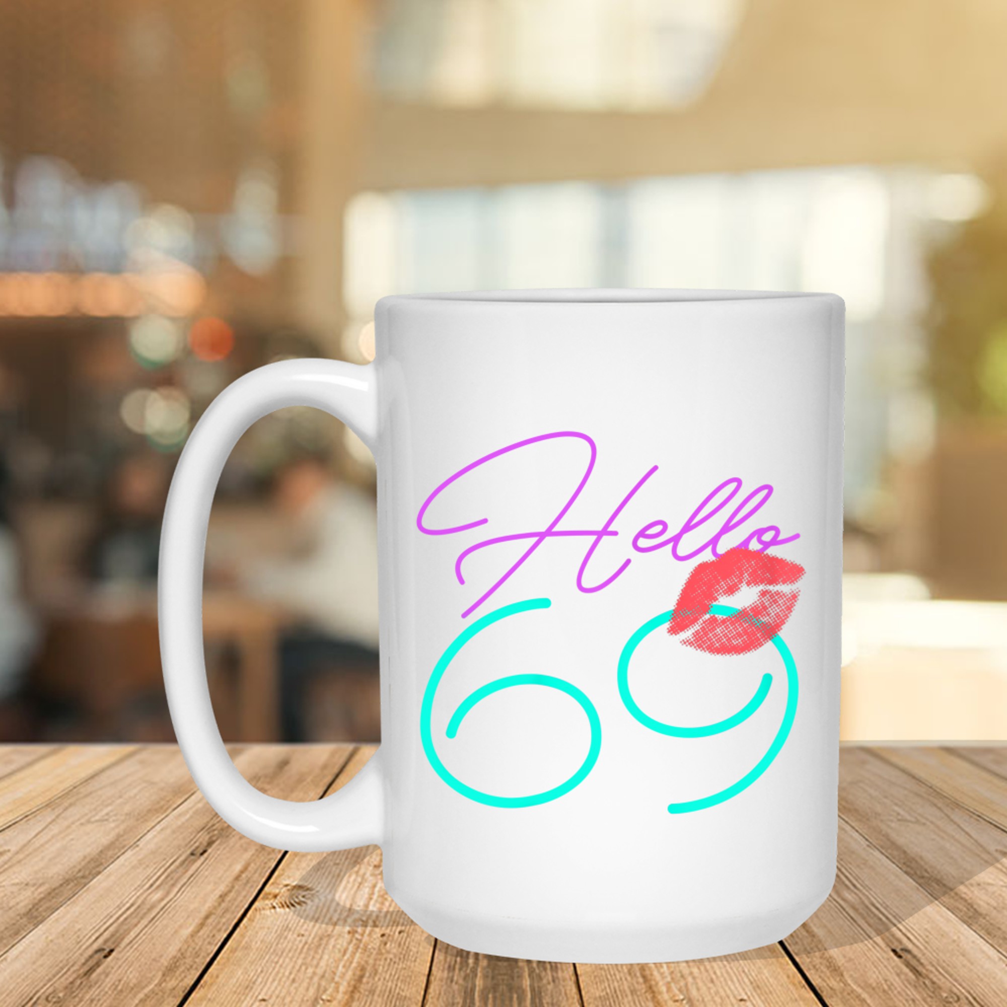 Hello Kiss Funny Purple Birthday Mug