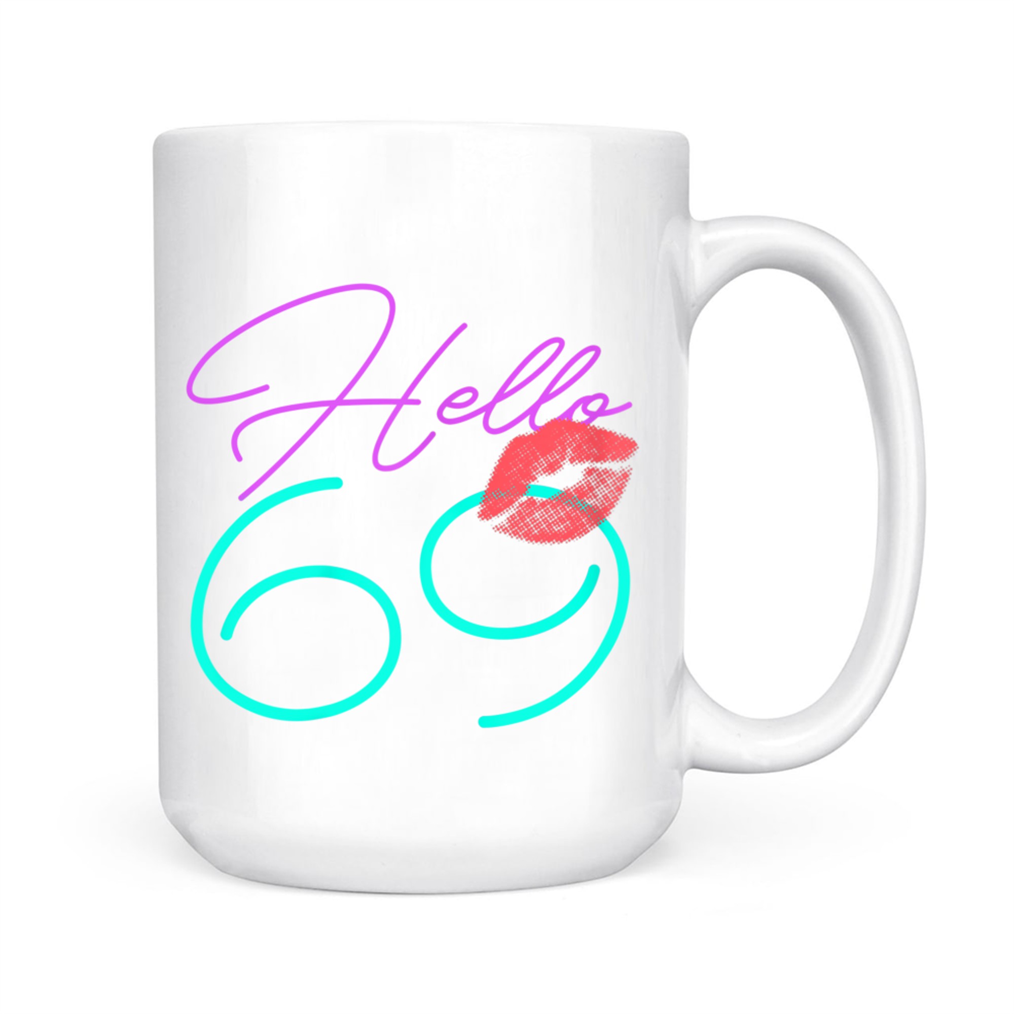 Hello Kiss Funny Purple Birthday Mug